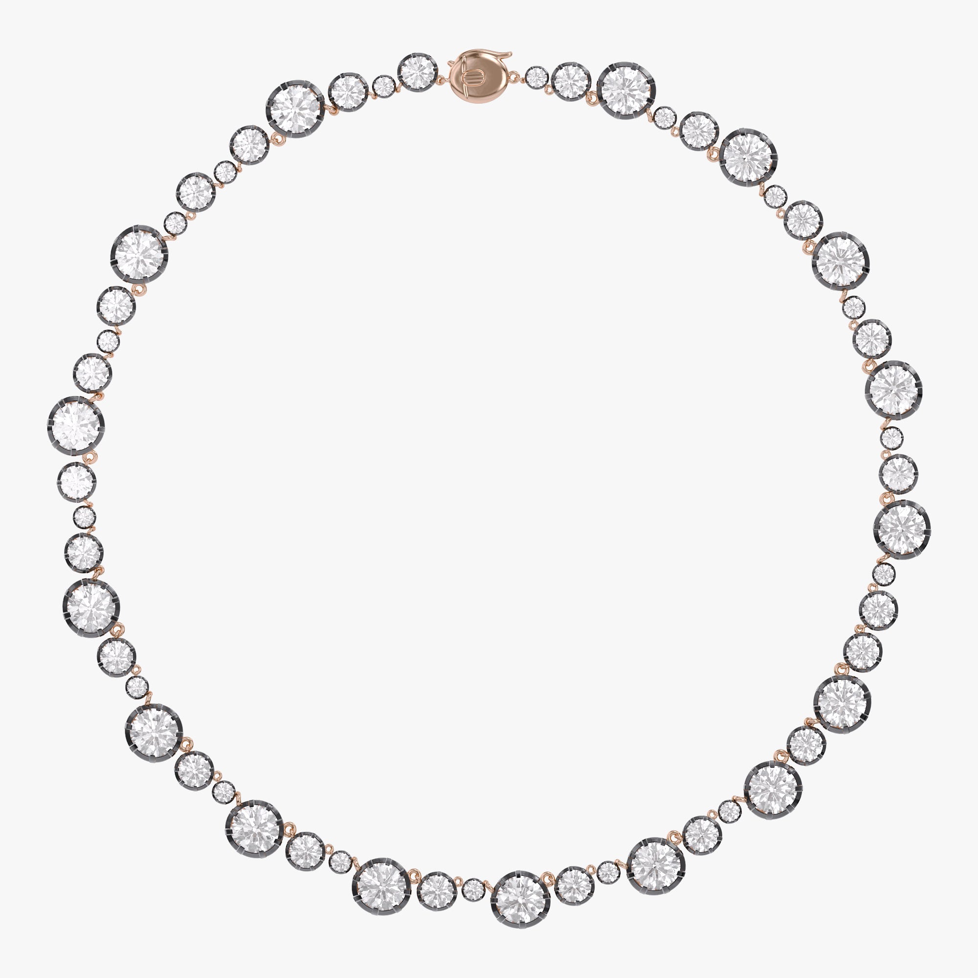 Round Shape 31.15 Carat Lab Grown Diamond Two Tone Tennis necklace