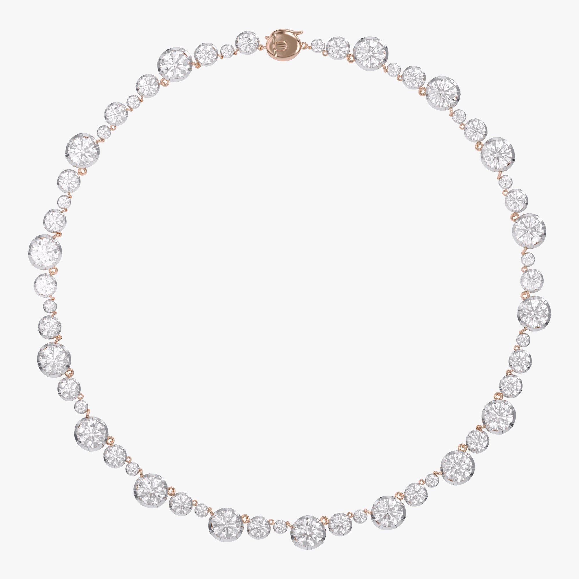 Round Shape 31.15 Carat Lab Grown Diamond Two Tone Tennis necklace