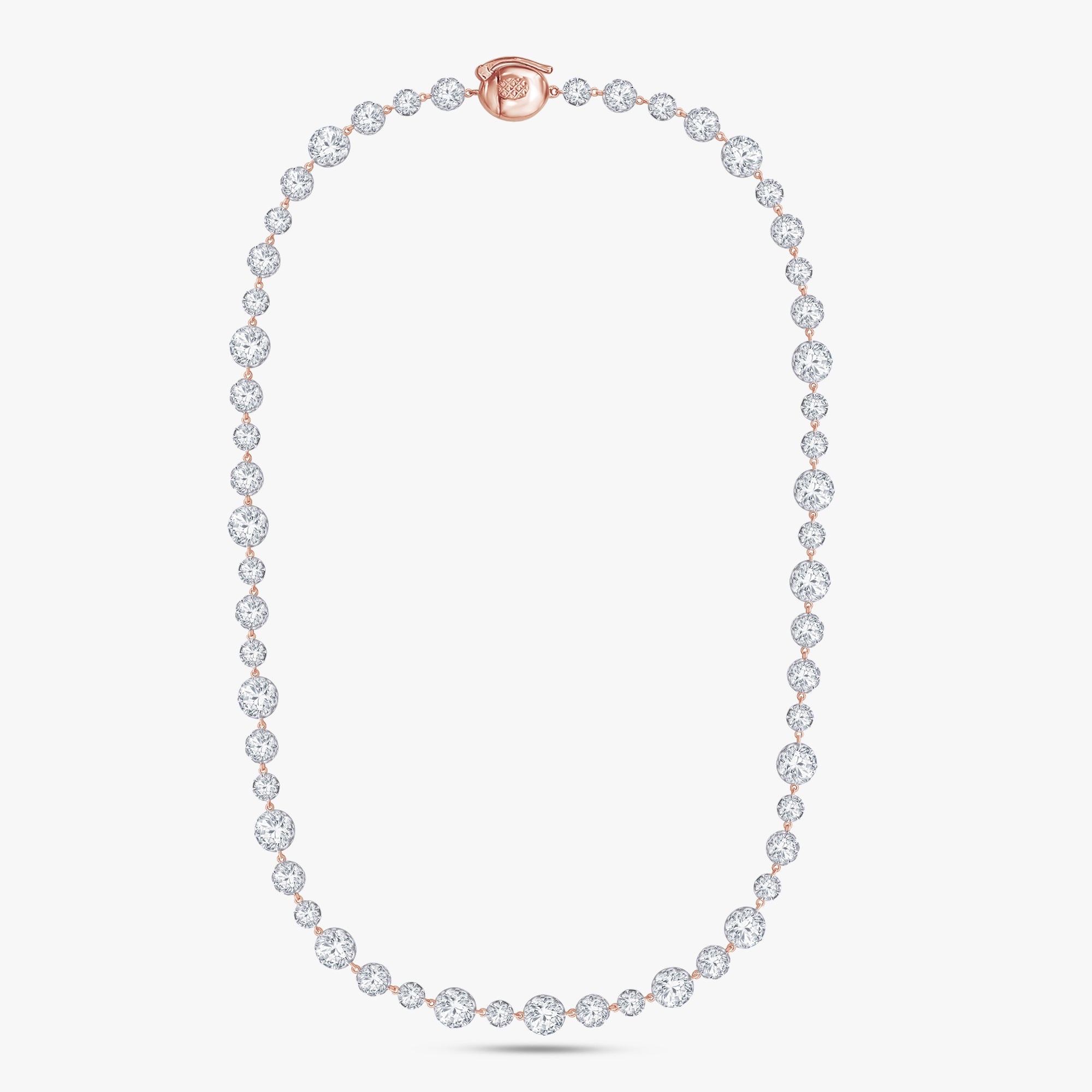 Round Shape 31.15 Carat Lab Grown Diamond Two Tone Tennis necklace
