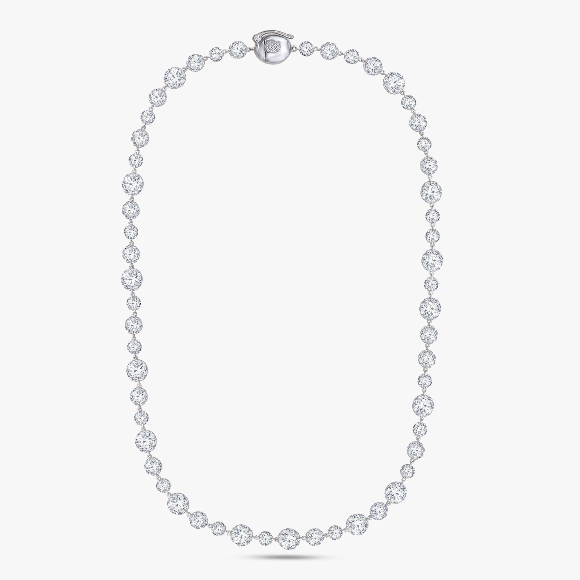 Round Shape 31.15 Carat Lab Grown Diamond Two Tone Tennis necklace