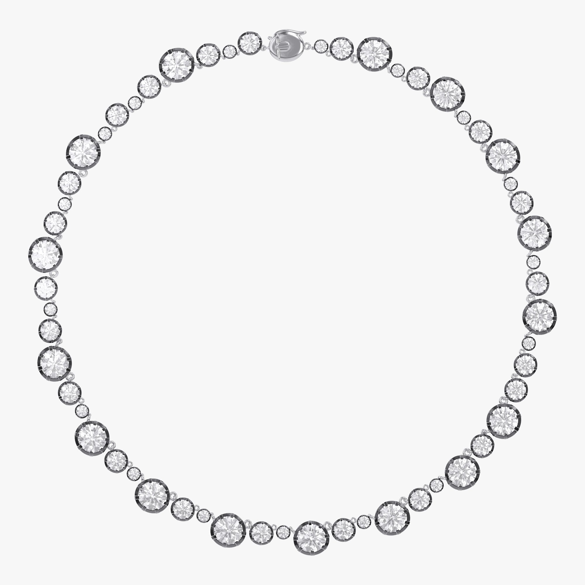 Round Shape 31.15 Carat Lab Grown Diamond Two Tone Tennis necklace