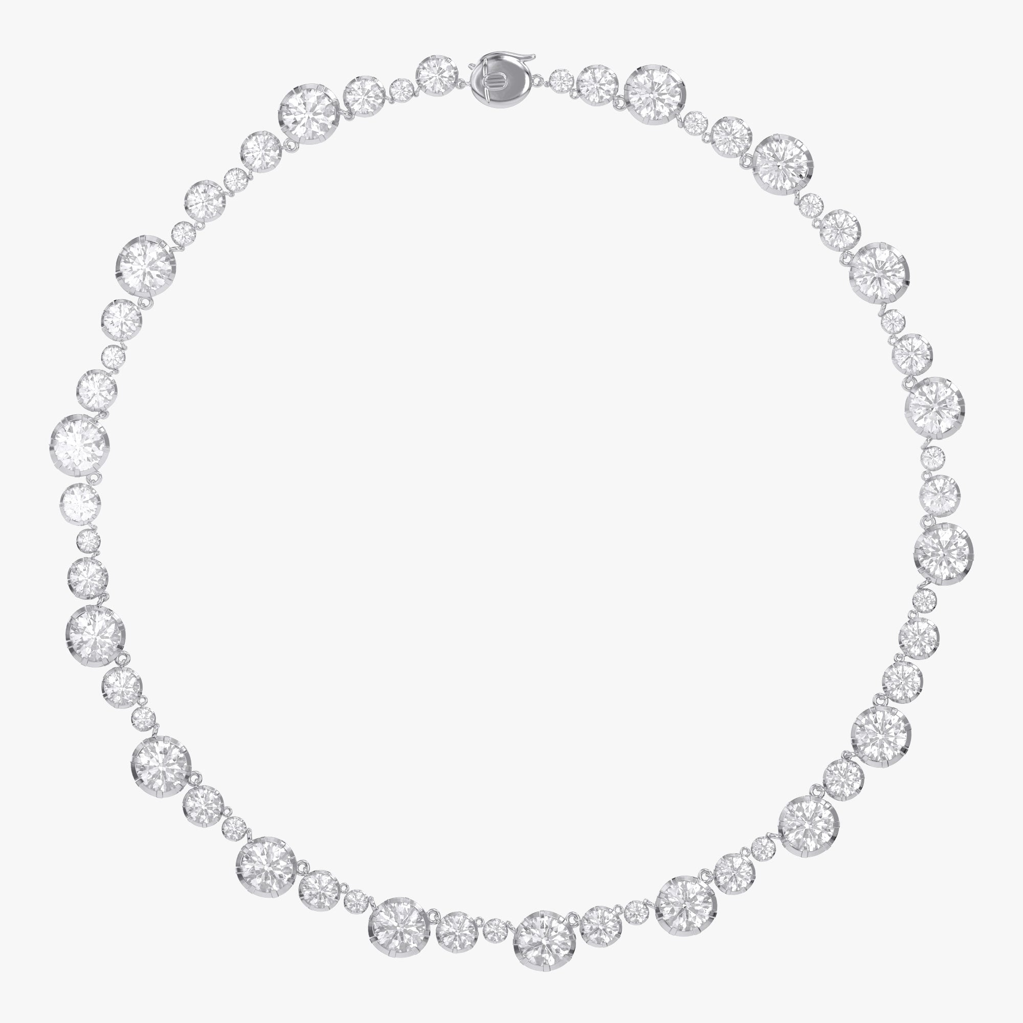 Round Shape 31.15 Carat Lab Grown Diamond Two Tone Tennis necklace