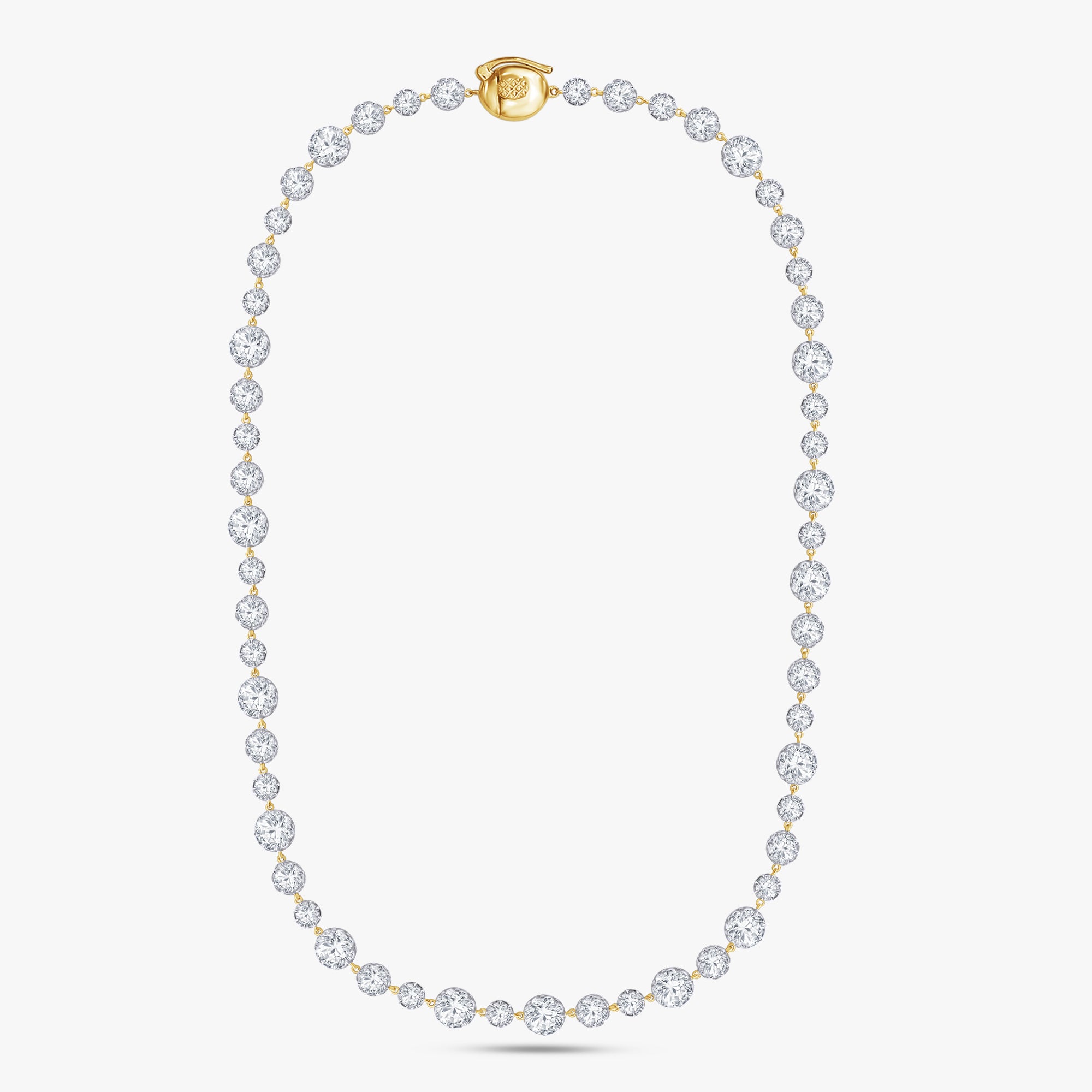 Round Shape 31.15 Carat Lab Grown Diamond Two Tone Tennis necklace