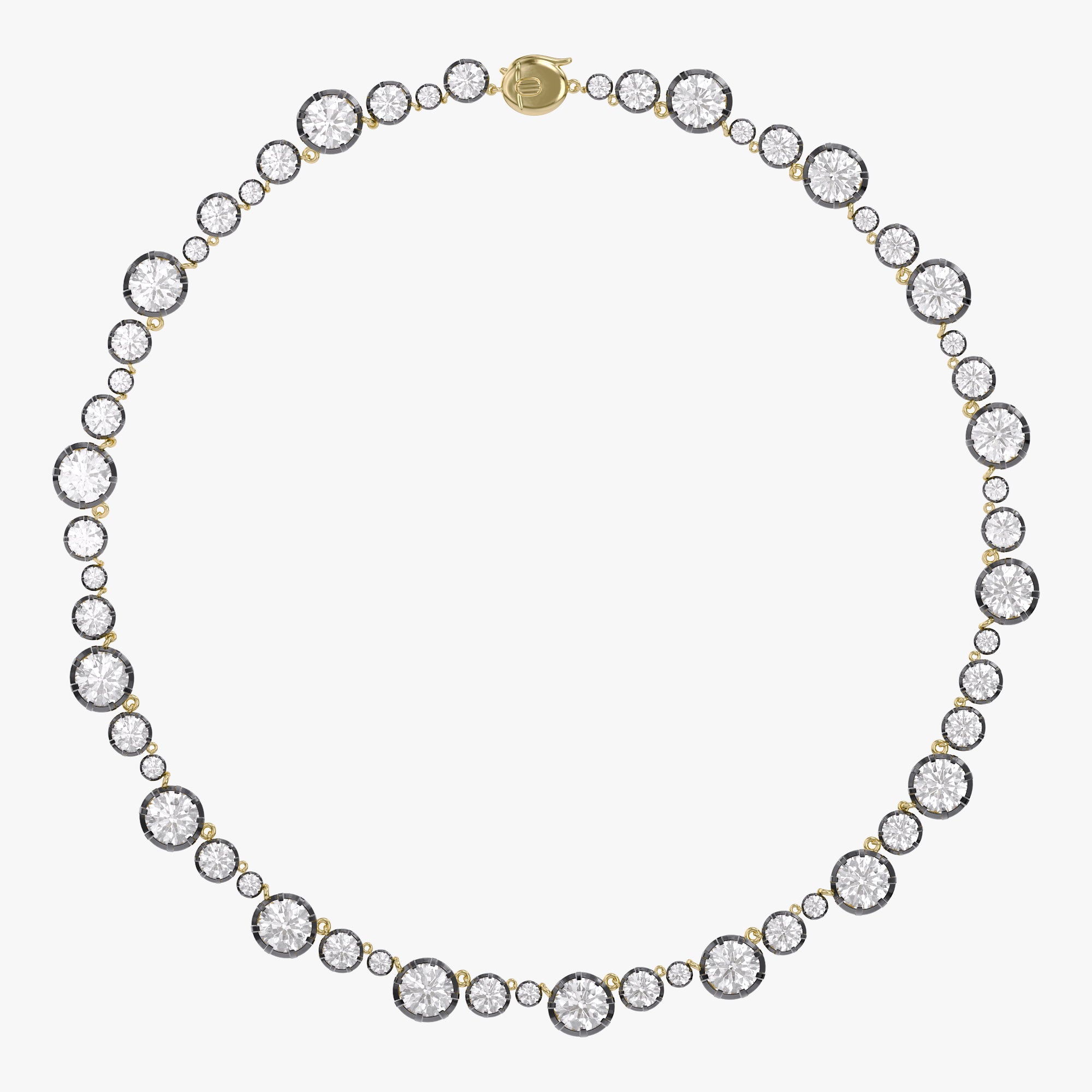 Round Shape 31.15 Carat Lab Grown Diamond Two Tone Tennis necklace