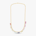 Multi Color Emerald Shape Lab Grown Gemstone Rainbow Bead Necklace