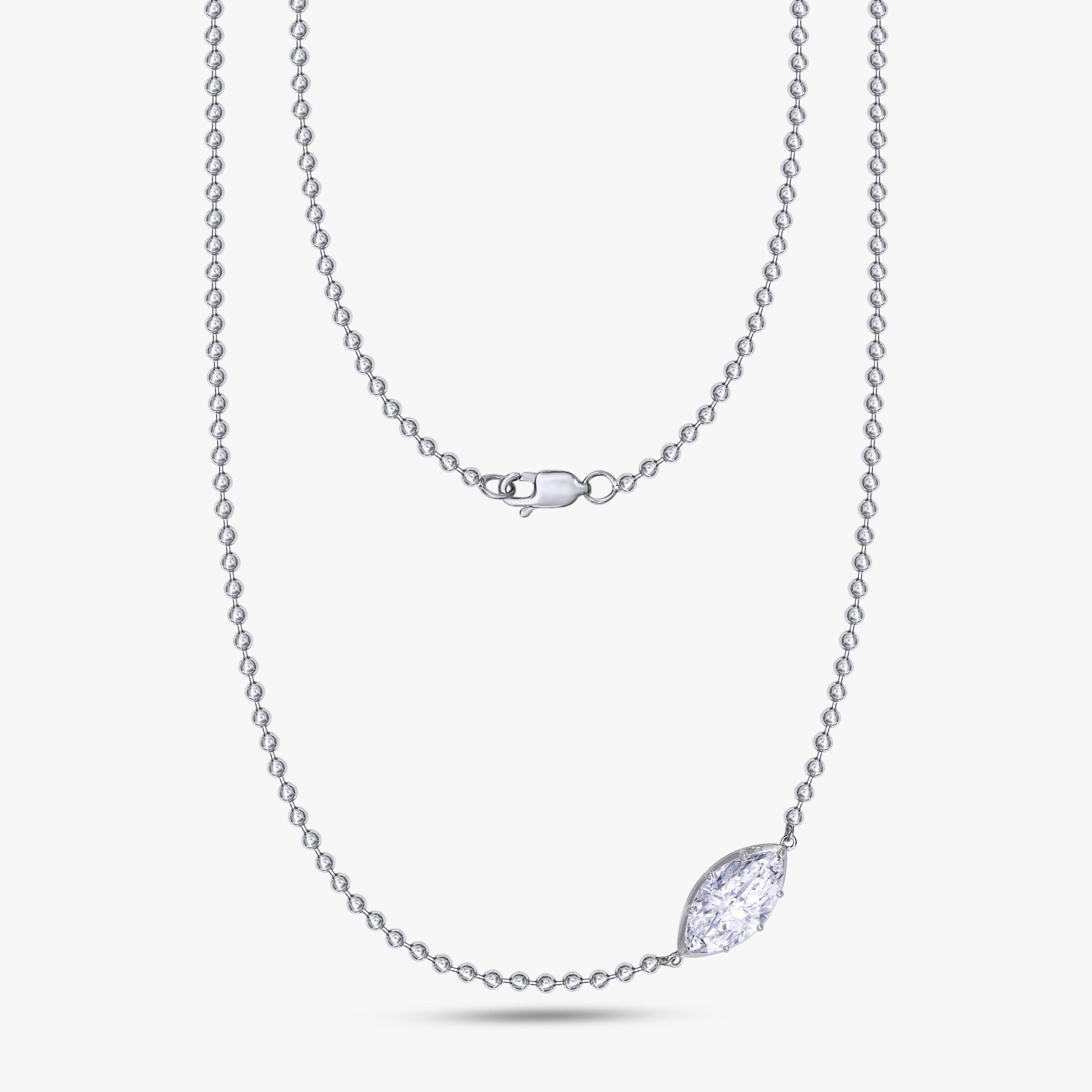 3.00 Carat Marquise Shape Lab Grown Diamond Solitaire Pendant Necklace