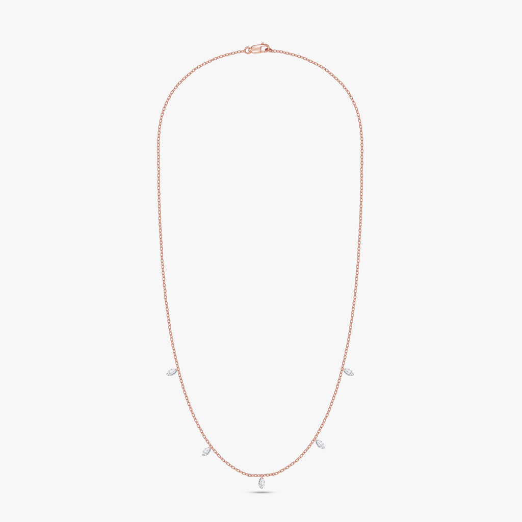 1.00 Carat Marquise Shape Lab Grown Diamond Five Stone Necklace