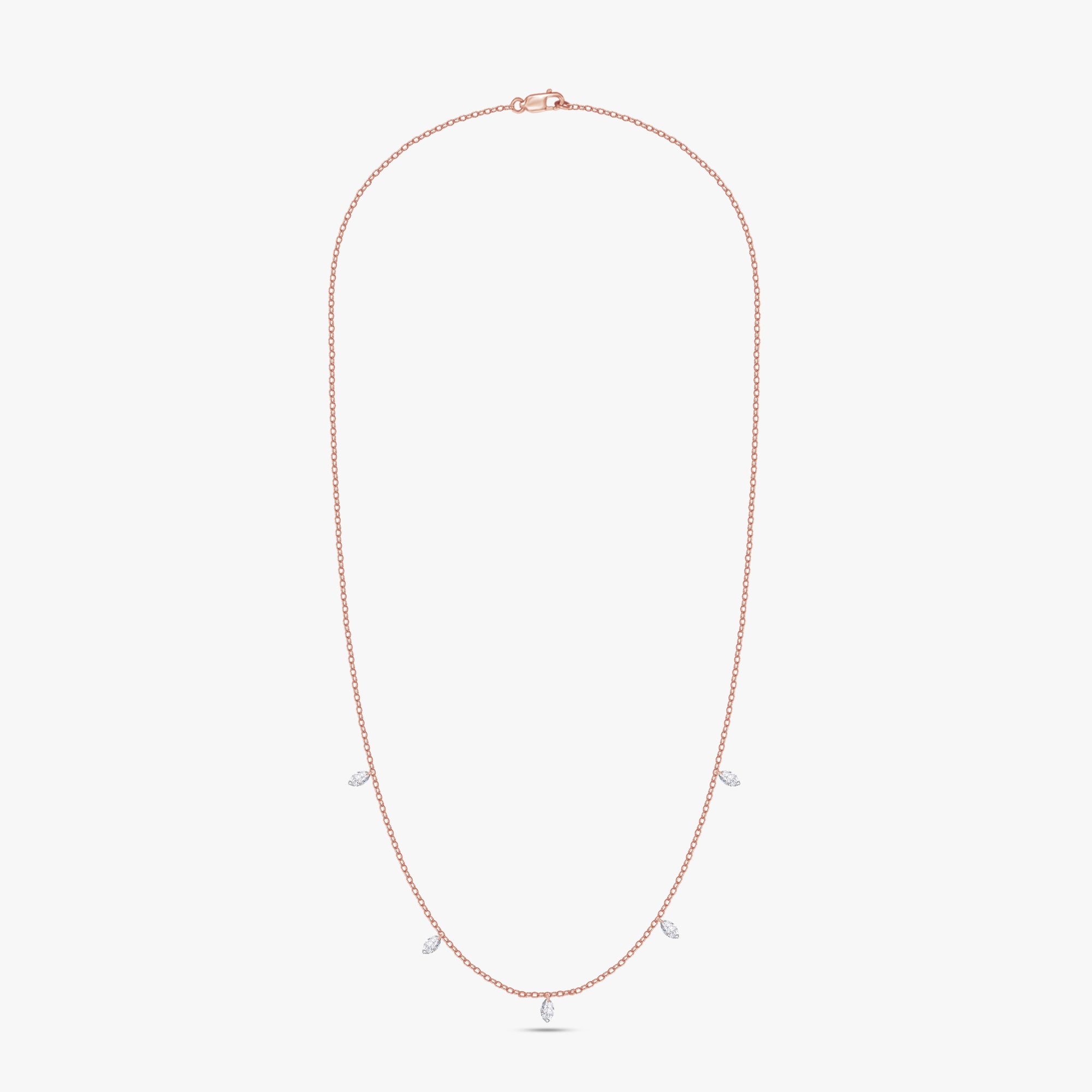 1.00 Carat Marquise Shape Lab Grown Diamond Five Stone Necklace