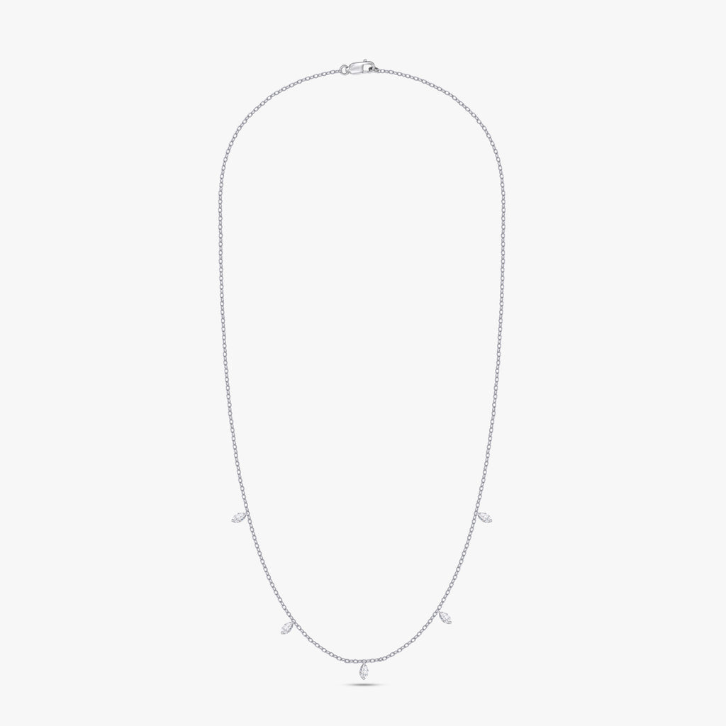 1.00 Carat Marquise Shape Lab Grown Diamond Five Stone Necklace