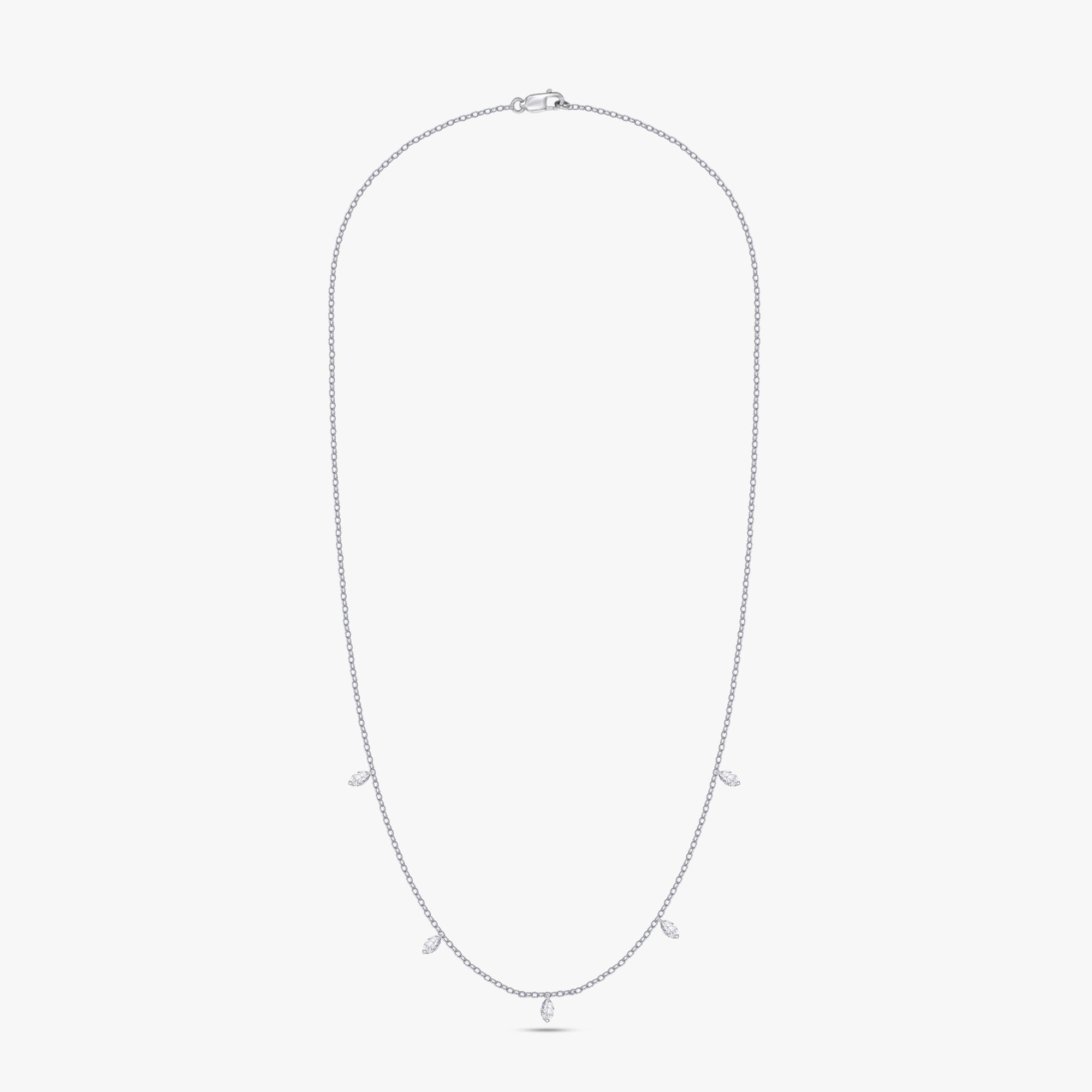 1.00 Carat Marquise Shape Lab Grown Diamond Five Stone Necklace