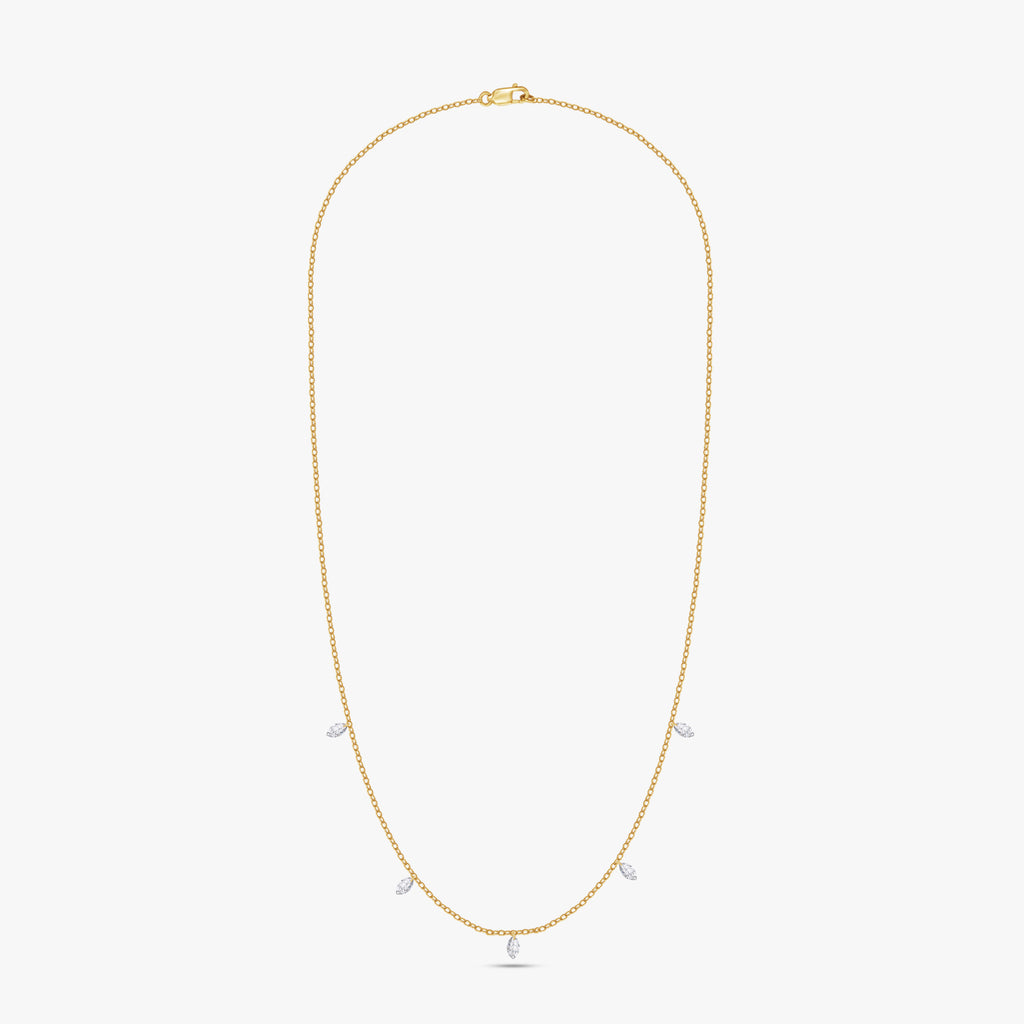 1.00 Carat Marquise Shape Lab Grown Diamond Five Stone Necklace