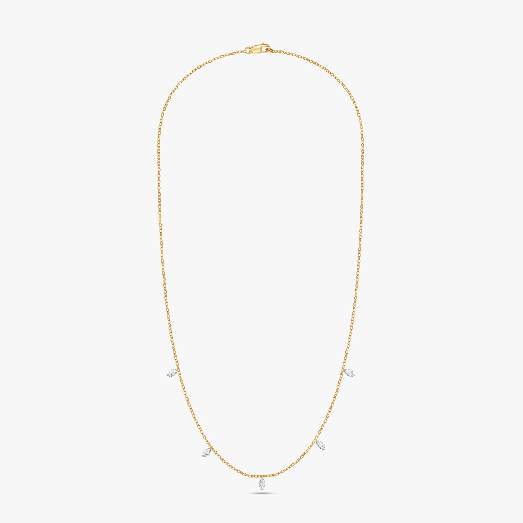 1.00 Carat Marquise Shape Lab Grown Diamond Five Stone Necklace