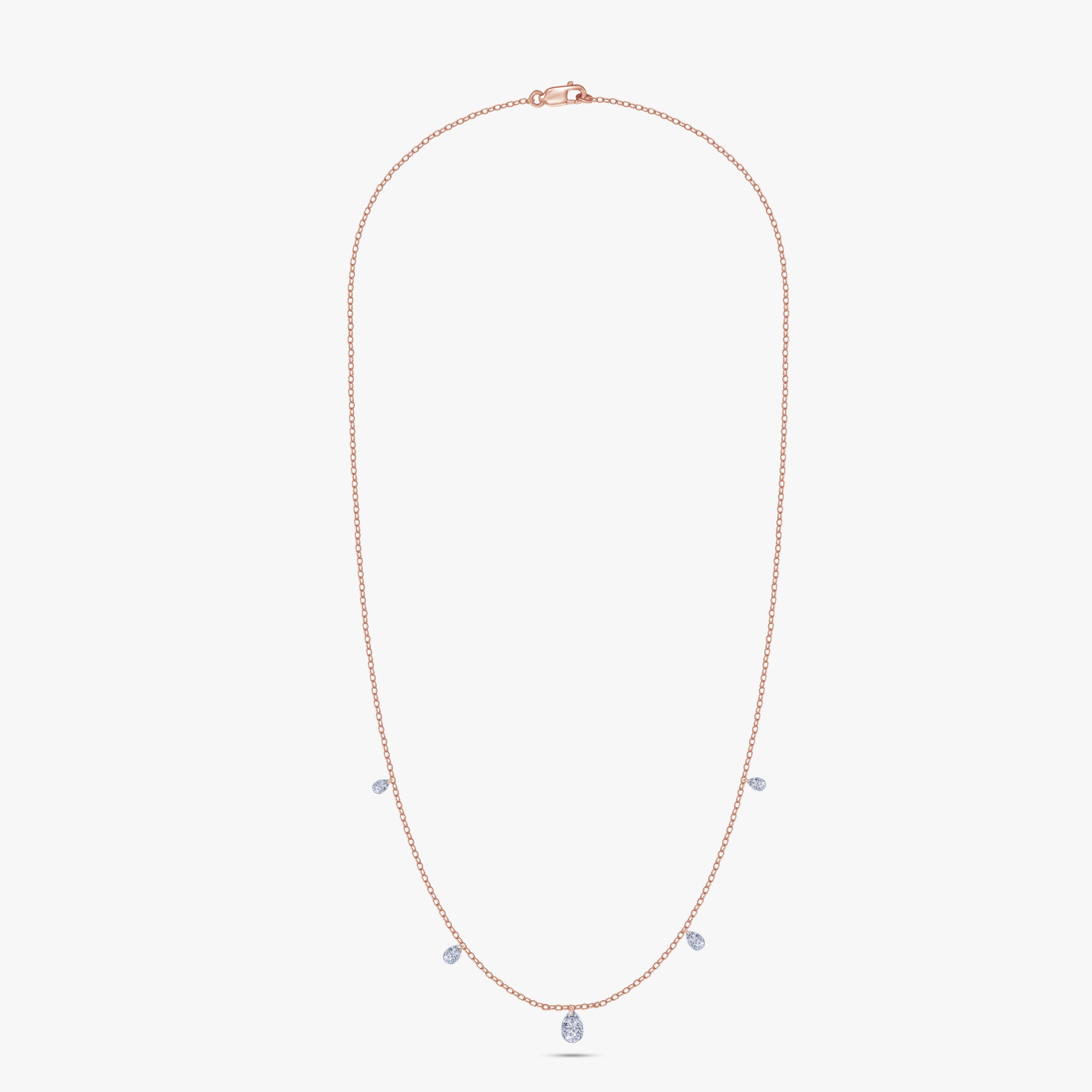 0.97 Carat Pear Shape Lab Grown Diamond Five Stone Necklace