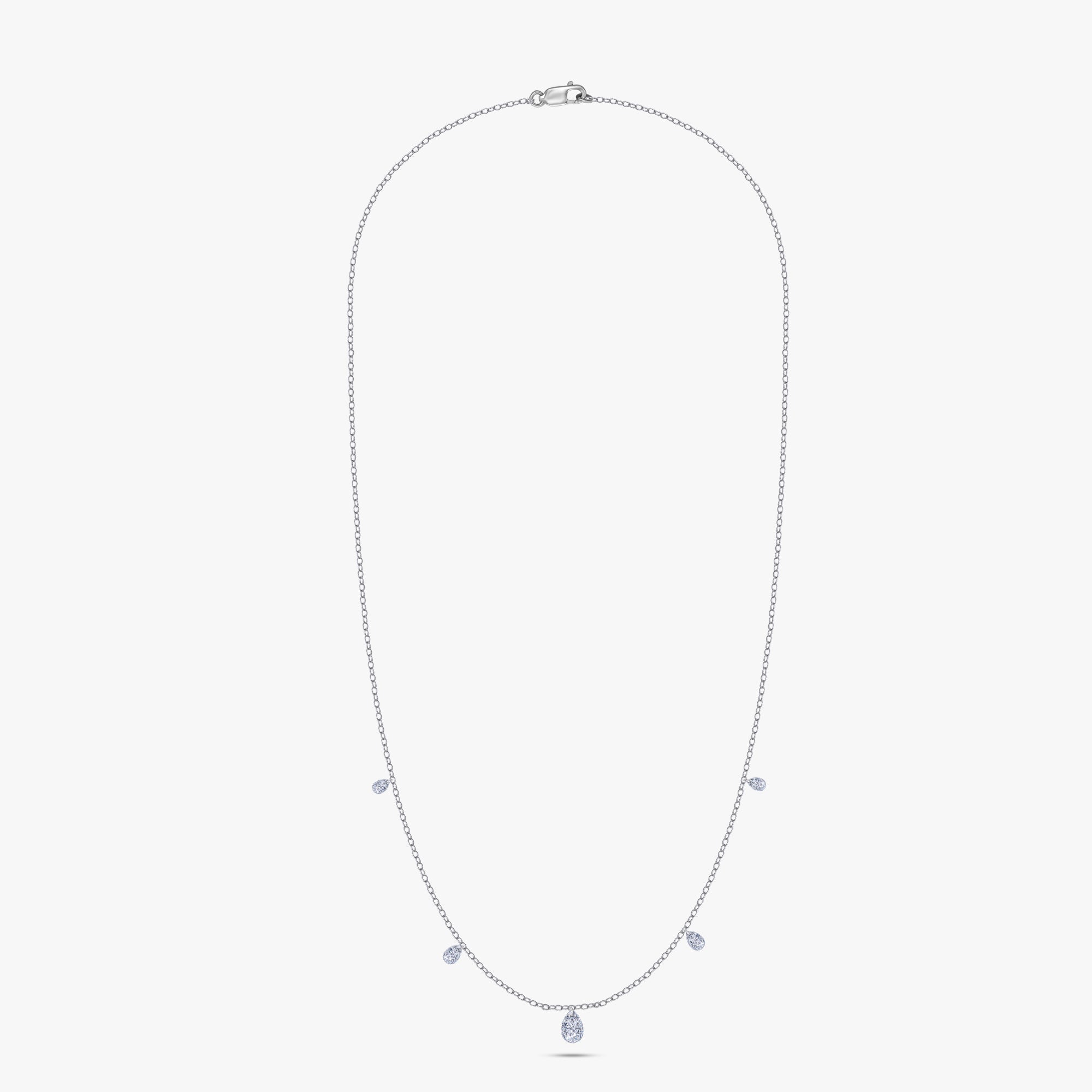 0.97 Carat Pear Shape Lab Grown Diamond Five Stone Necklace