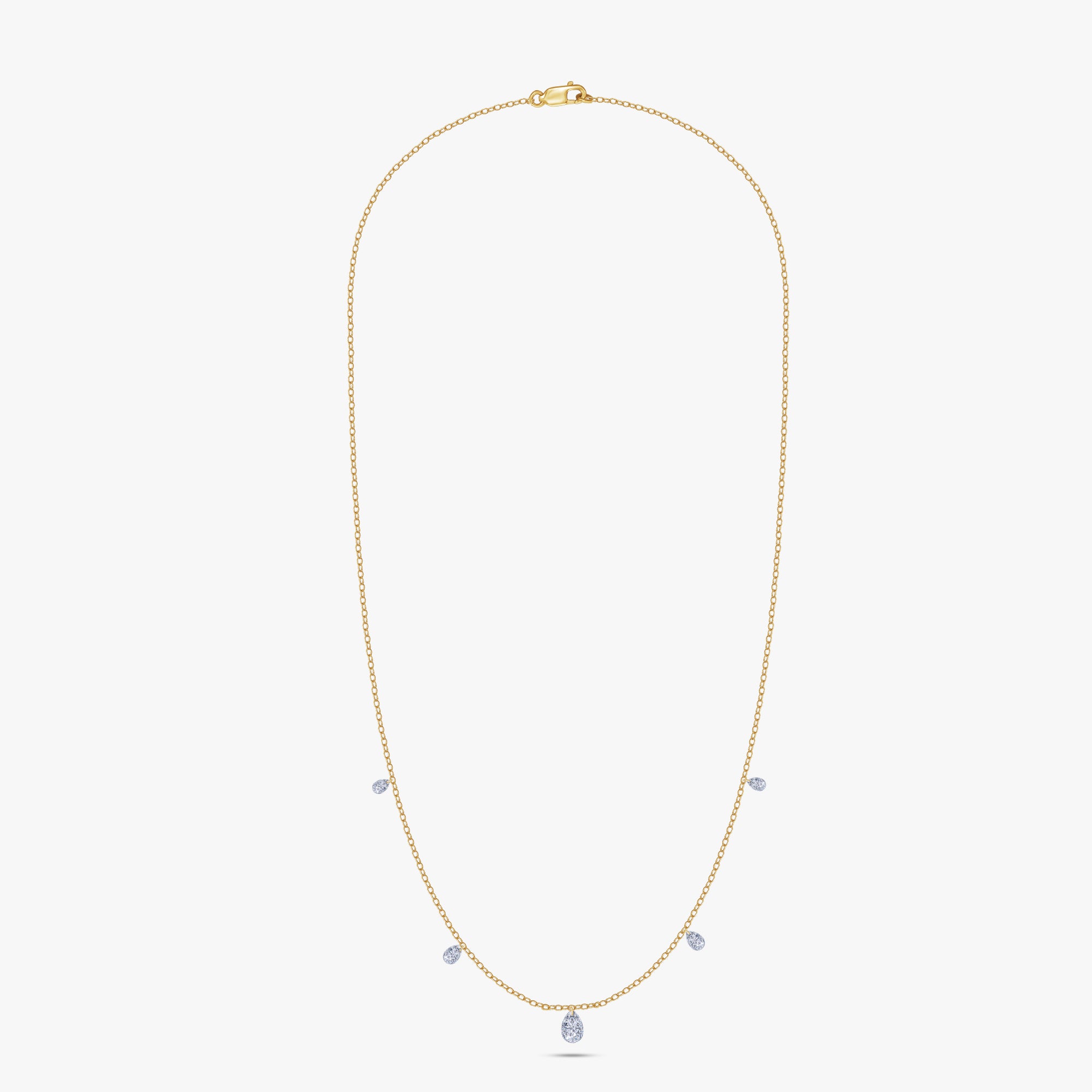 0.97 Carat Pear Shape Lab Grown Diamond Five Stone Necklace
