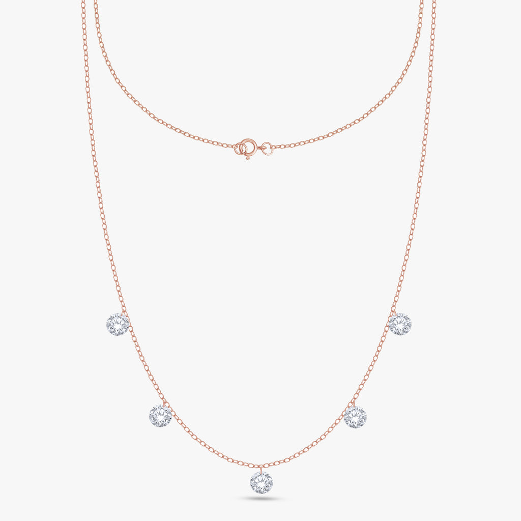 1.25 Carat Round Cut Lab Grown Diamond Five Stone Necklace