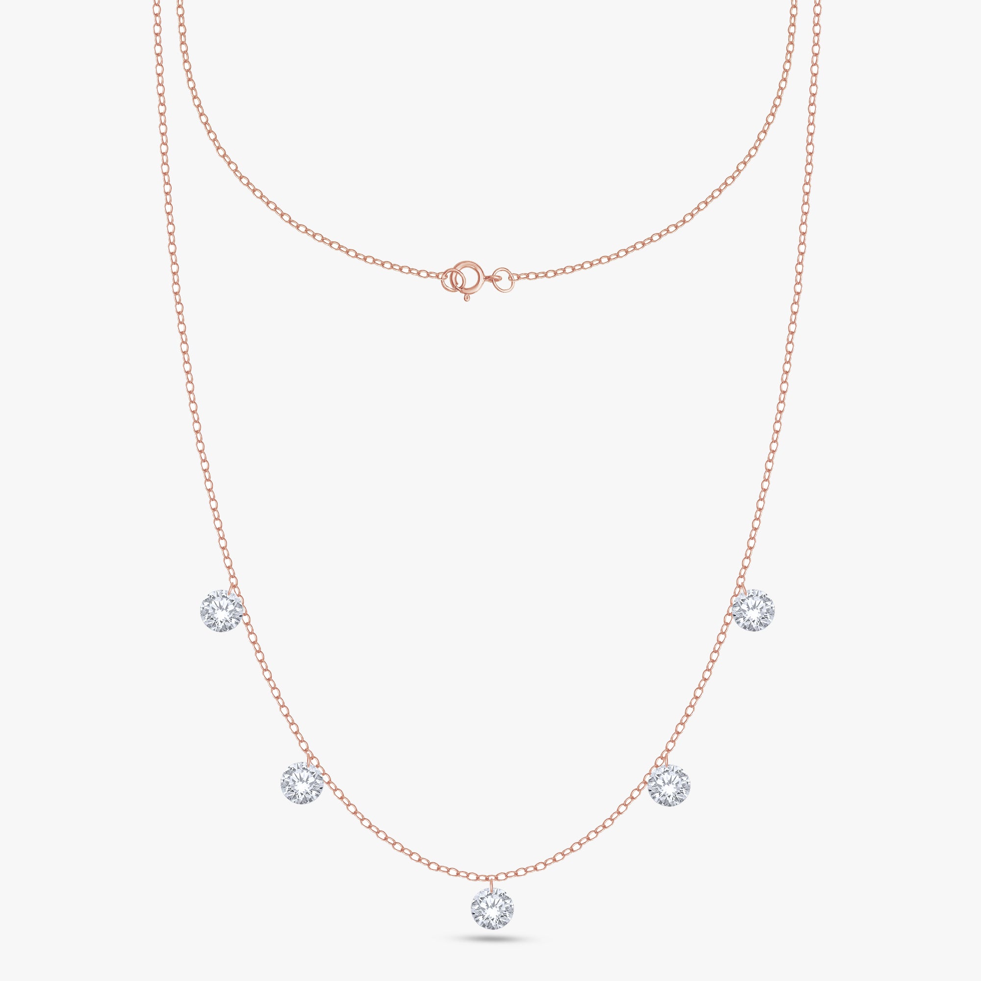 1.25 Carat Round Cut Lab Grown Diamond Five Stone Necklace