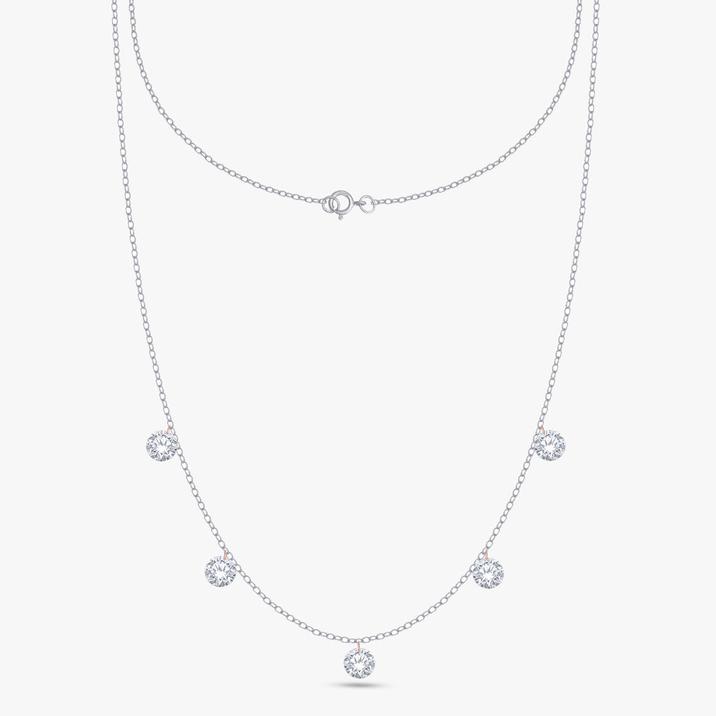1.25 Carat Round Cut Lab Grown Diamond Five Stone Necklace