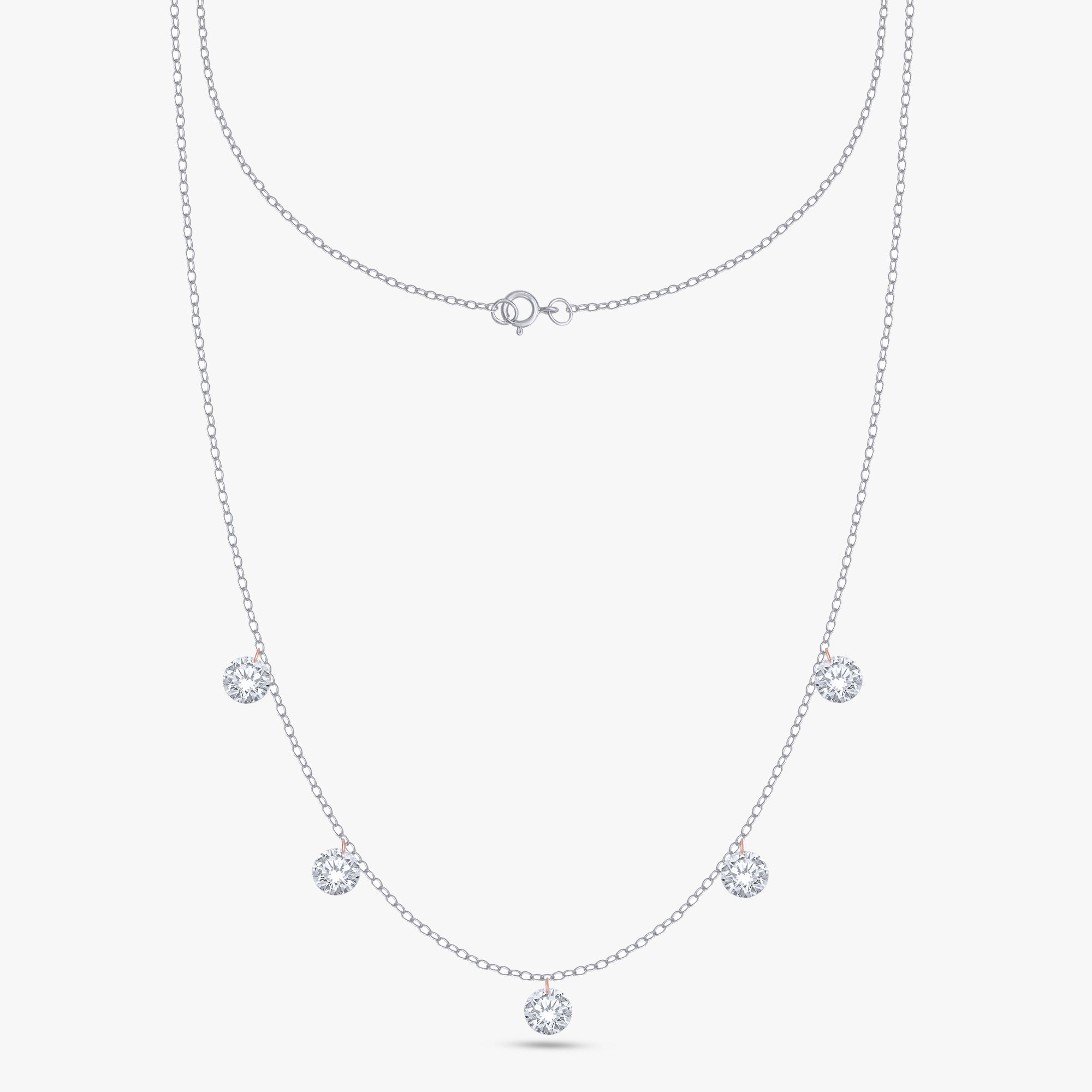 1.25 Carat Round Cut Lab Grown Diamond Five Stone Necklace