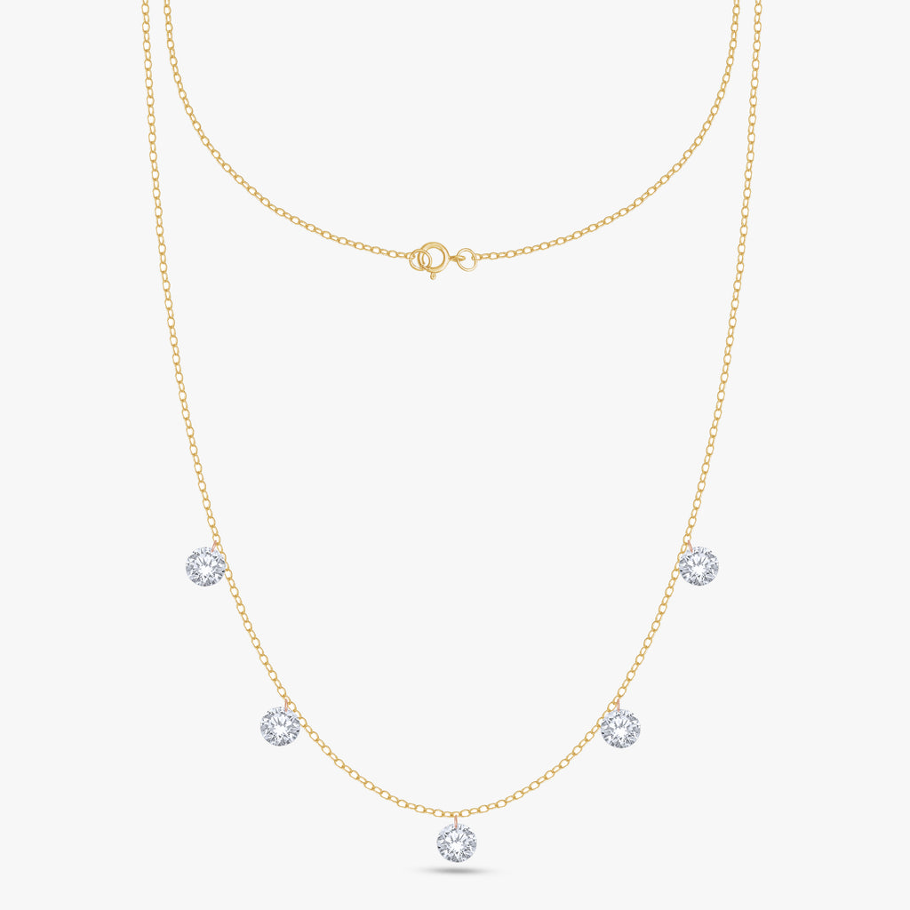 1.25 Carat Round Cut Lab Grown Diamond Five Stone Necklace