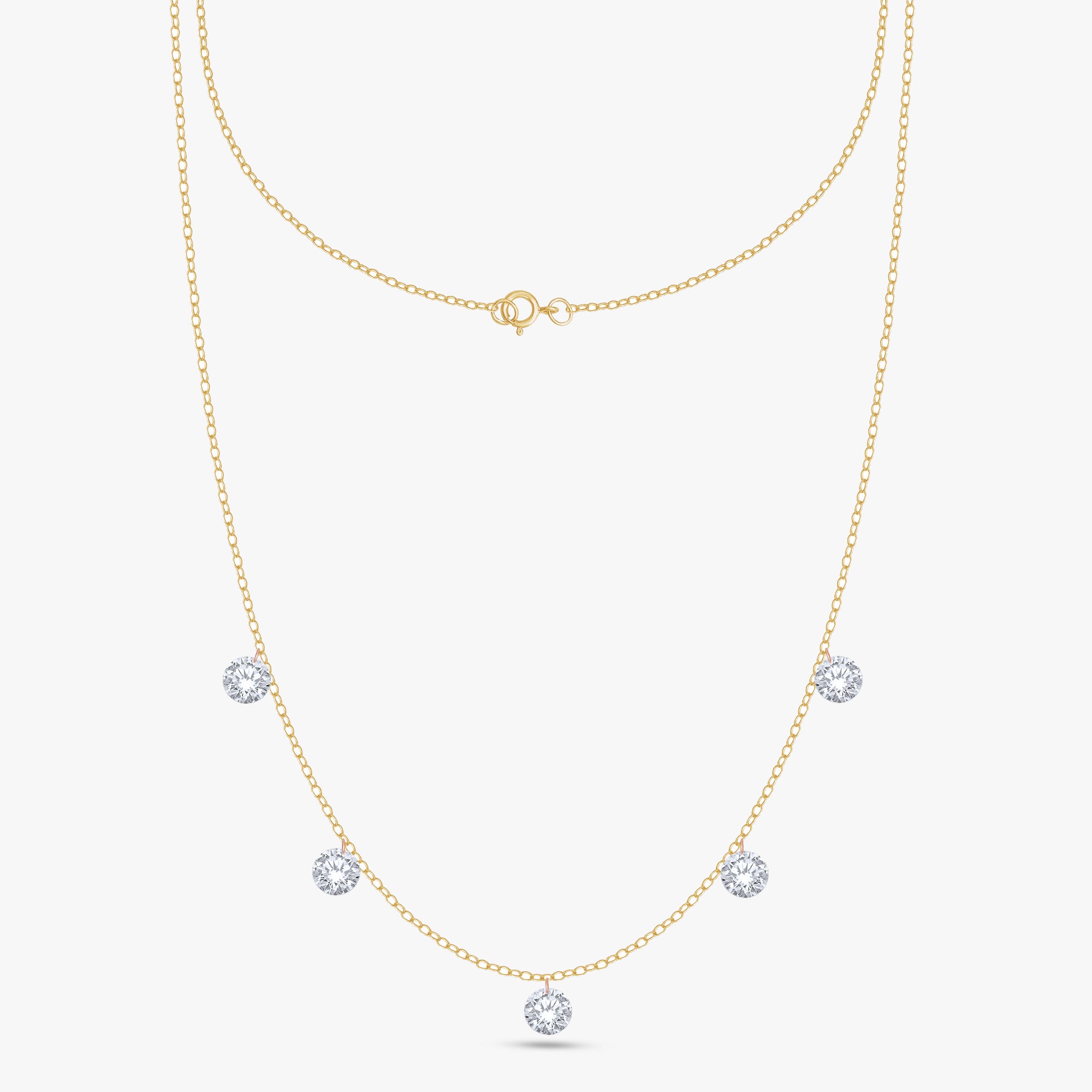 1.25 Carat Round Cut Lab Grown Diamond Five Stone Necklace