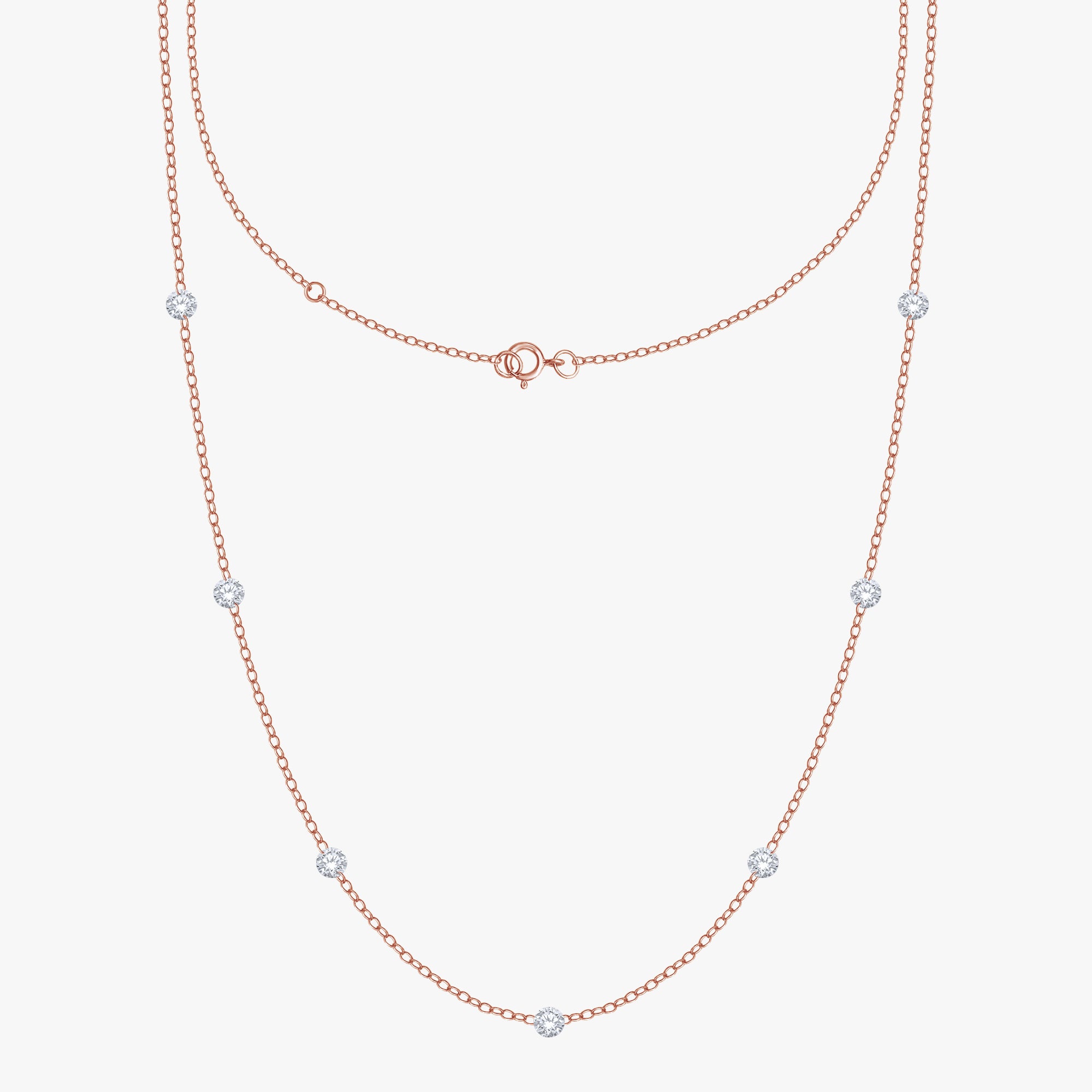 1.75 Carat Round Cut Lab Grown Diamond Station Necklace