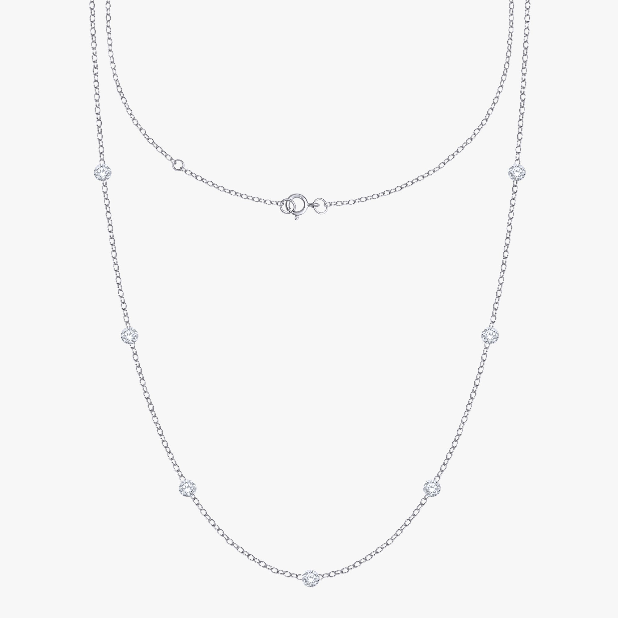 1.75 Carat Round Cut Lab Grown Diamond Station Necklace