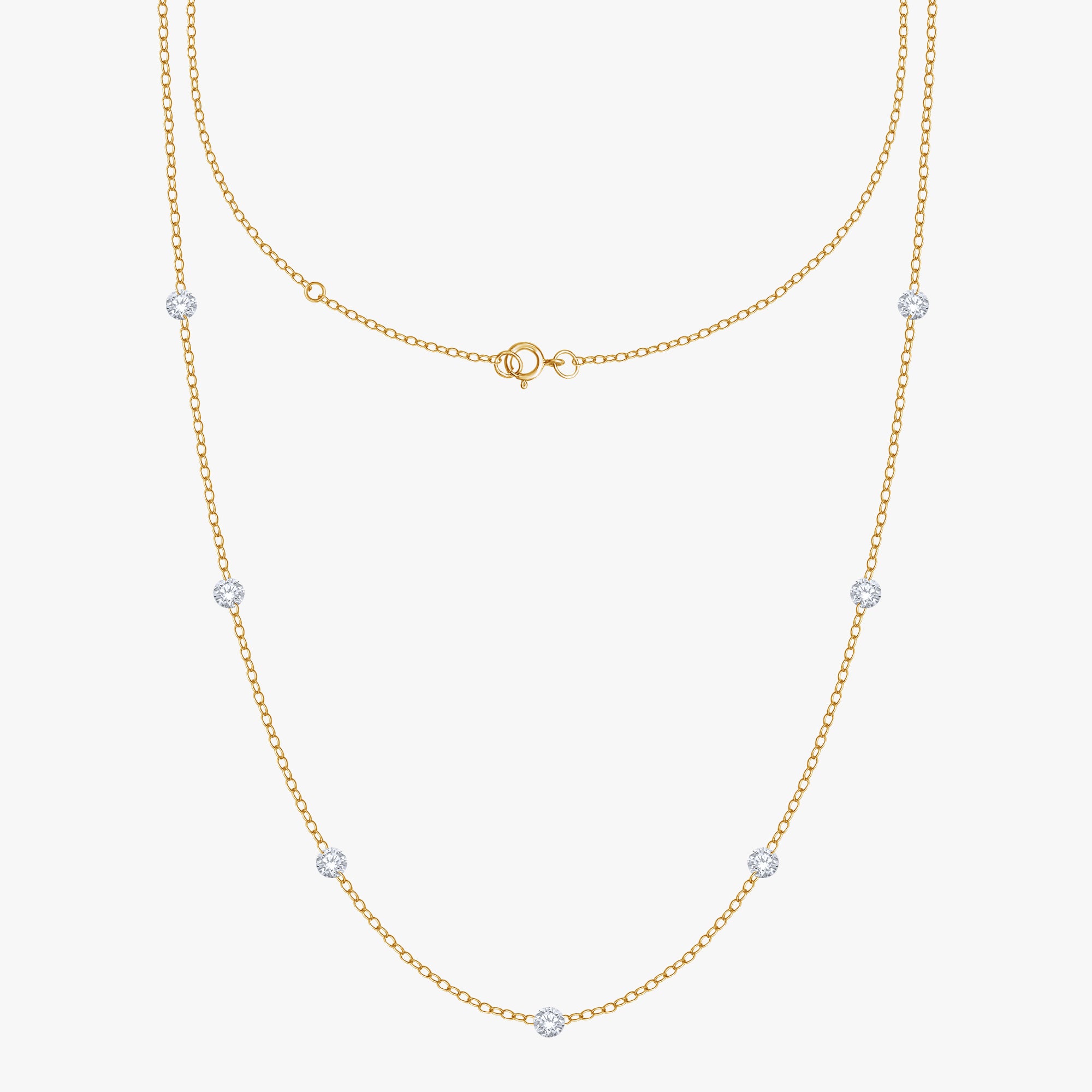 1.75 Carat Round Cut Lab Grown Diamond Station Necklace