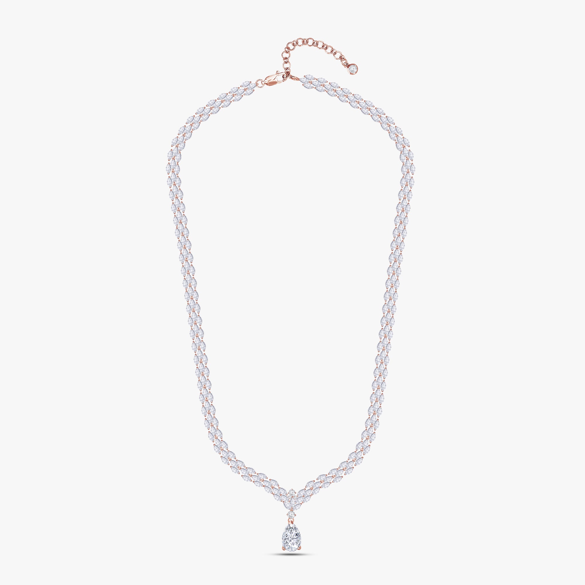 17.00 Carat Multishape Lab Grown Diamond 3-Row Tennis Necklace