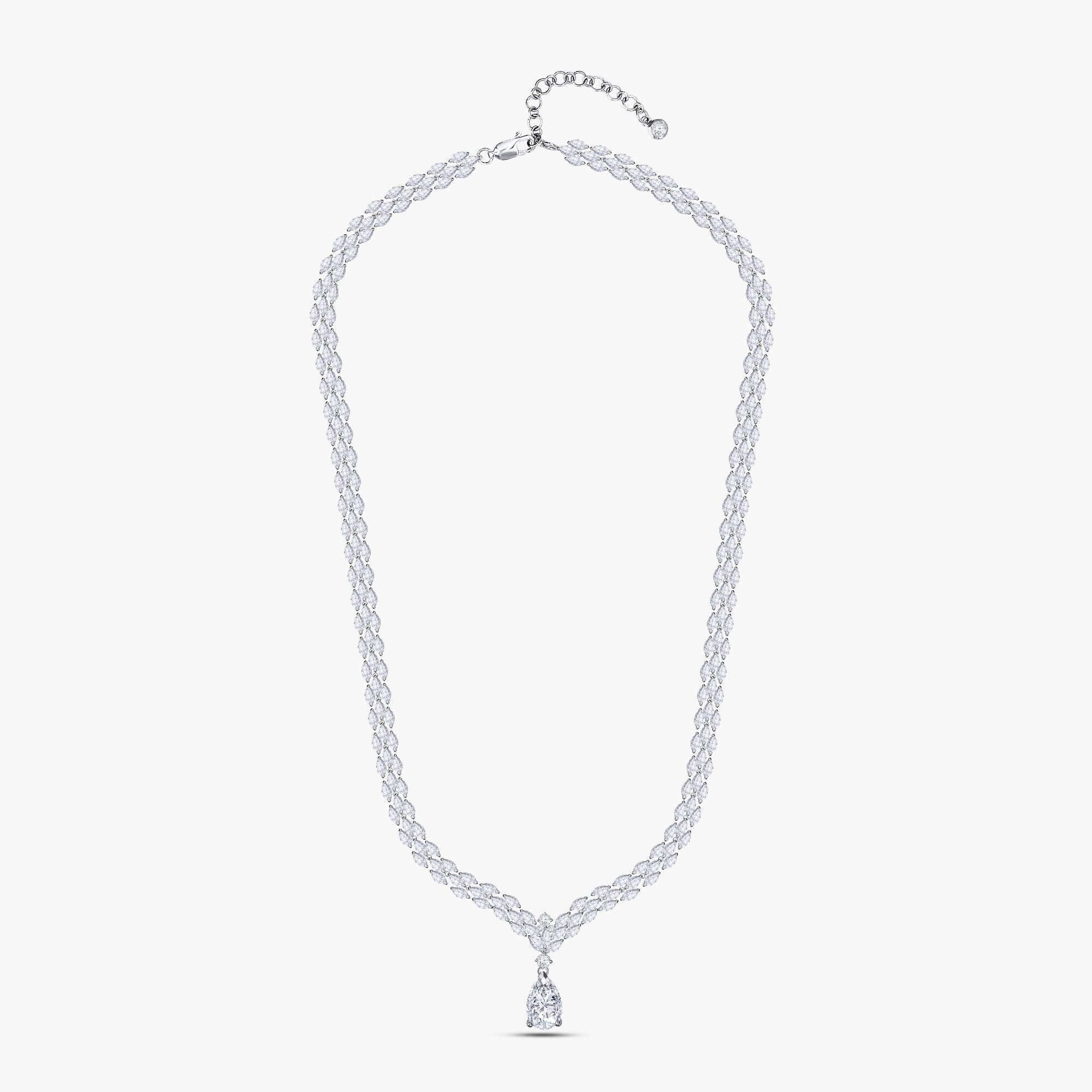 17.00 Carat Multishape Lab Grown Diamond 3-Row Tennis Necklace