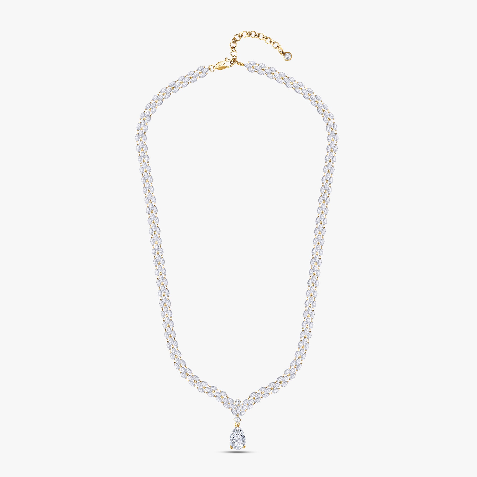 17.00 Carat Multishape Lab Grown Diamond 3-Row Tennis Necklace