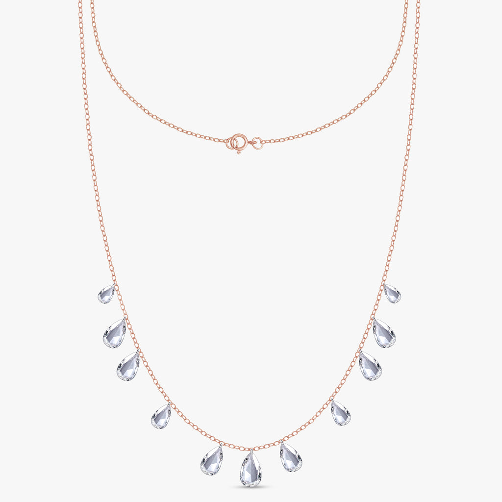 3.75 Carat Pear Shape Lab Grown Diamond Station Necklace