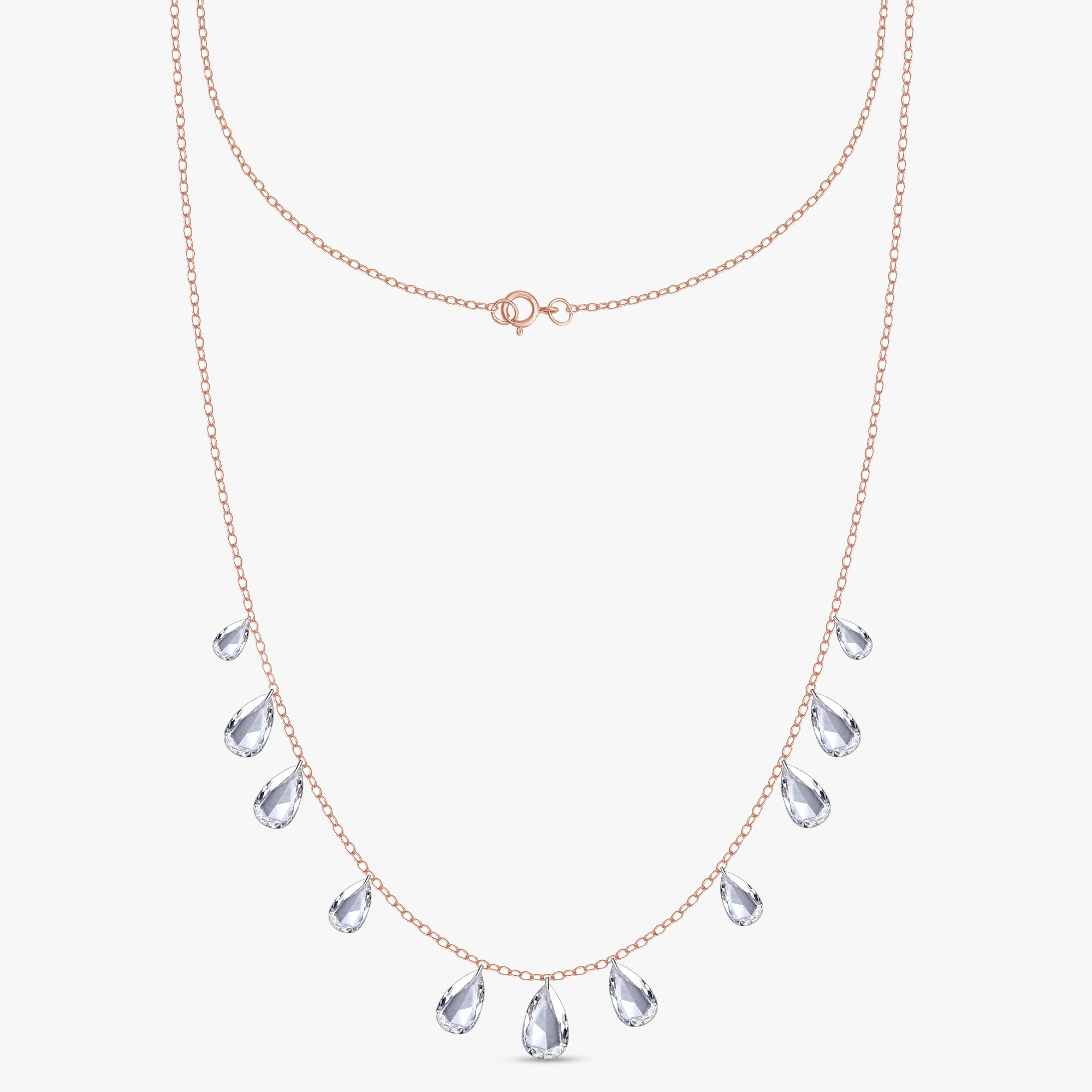 3.75 Carat Pear Shape Lab Grown Diamond Station Necklace