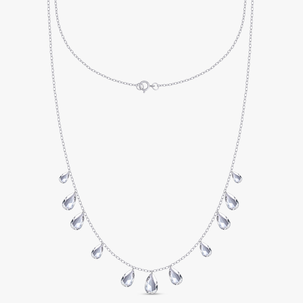 3.75 Carat Pear Shape Lab Grown Diamond Station Necklace