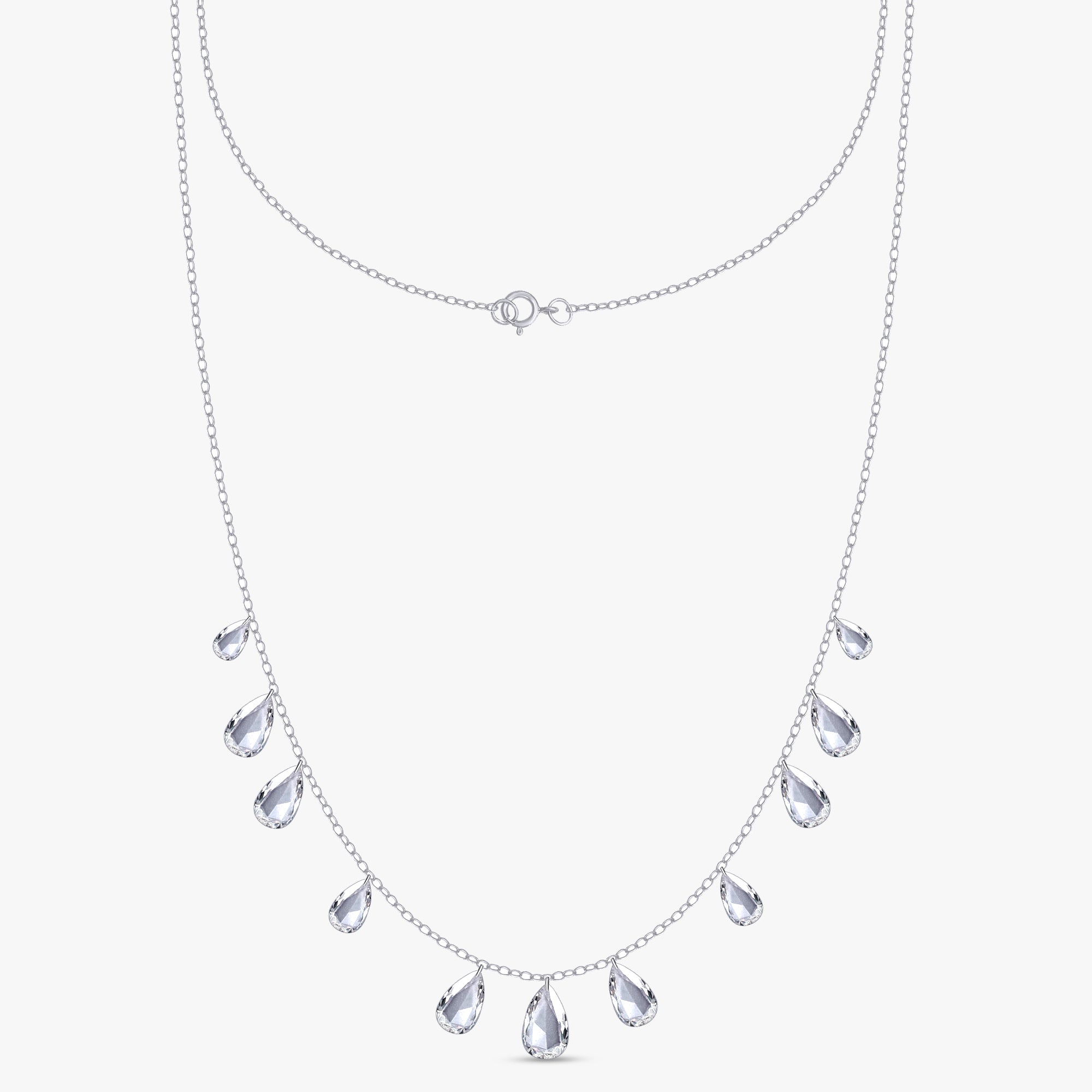 3.75 Carat Pear Shape Lab Grown Diamond Station Necklace