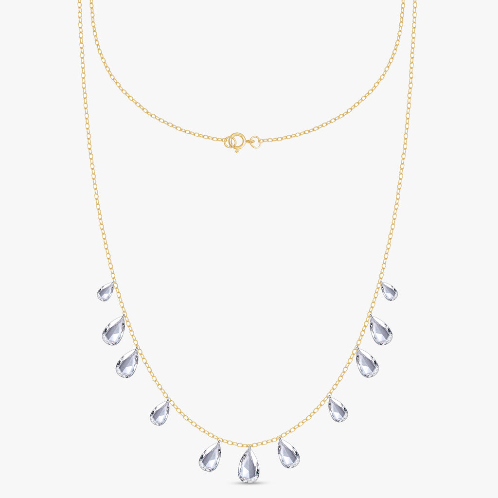 3.75 Carat Pear Shape Lab Grown Diamond Station Necklace