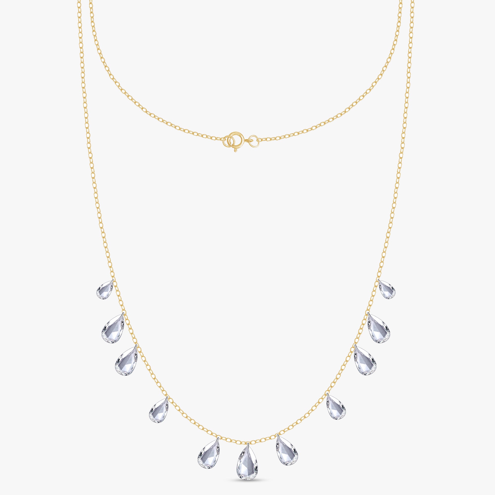 3.75 Carat Pear Shape Lab Grown Diamond Station Necklace