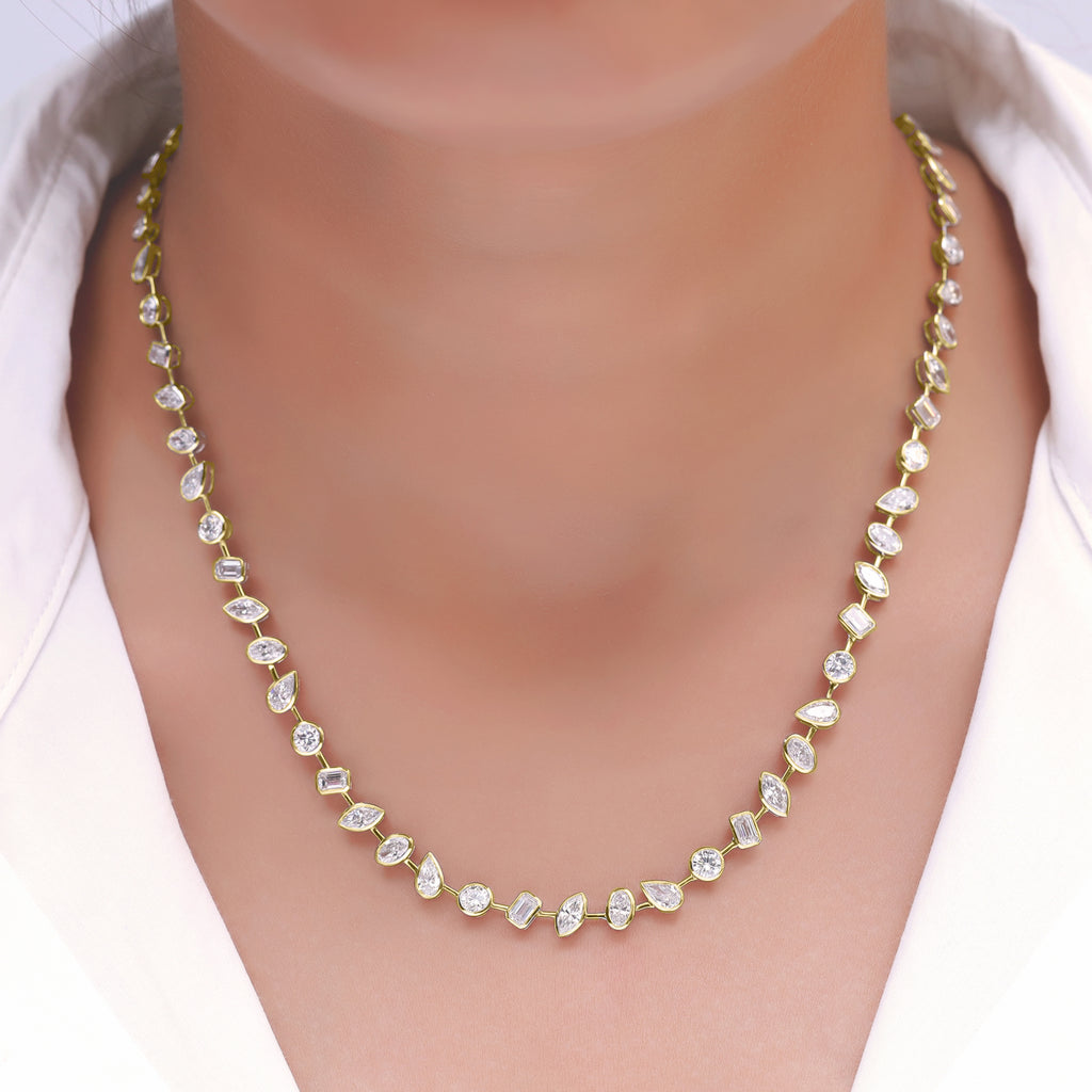 12.70 Carat MultiShape Lab Grown Diamond Tennis Necklace