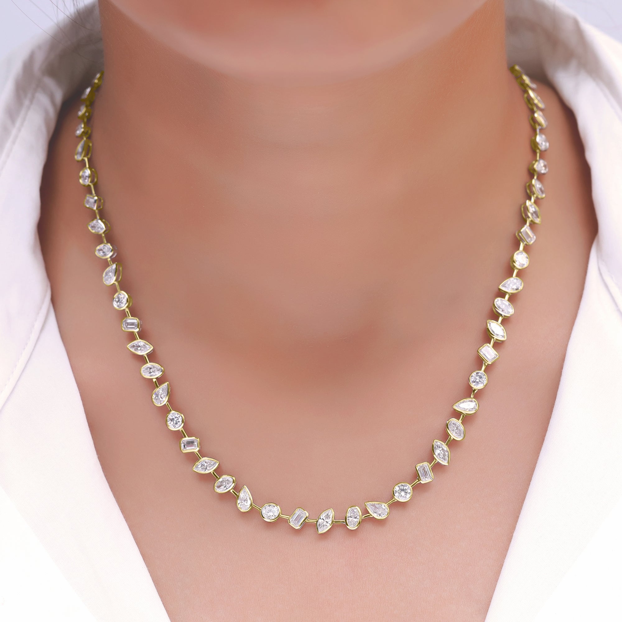 12.70 Carat MultiShape Lab Grown Diamond Tennis Necklace