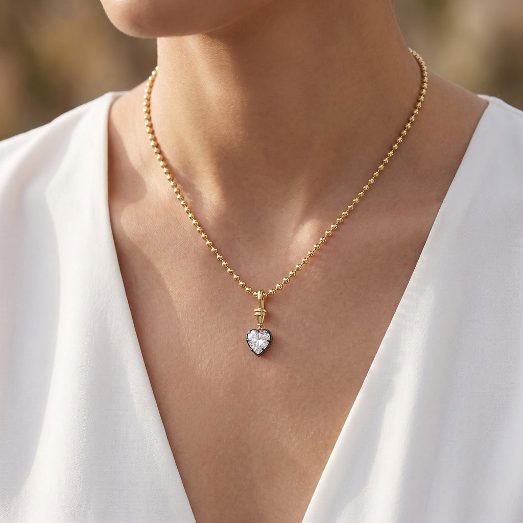 5.00 Carat Heart Shape Lab Grown Diamond Charm Pendant Necklace