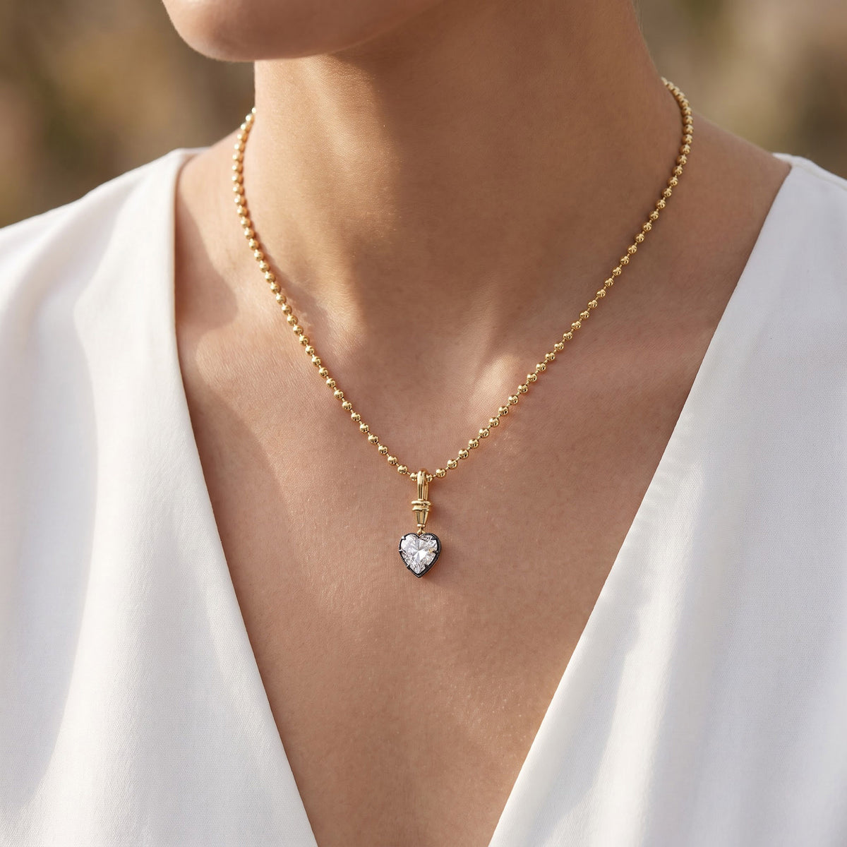 5.00 Carat Heart Shape Lab Grown Diamond Charm Pendant Necklace