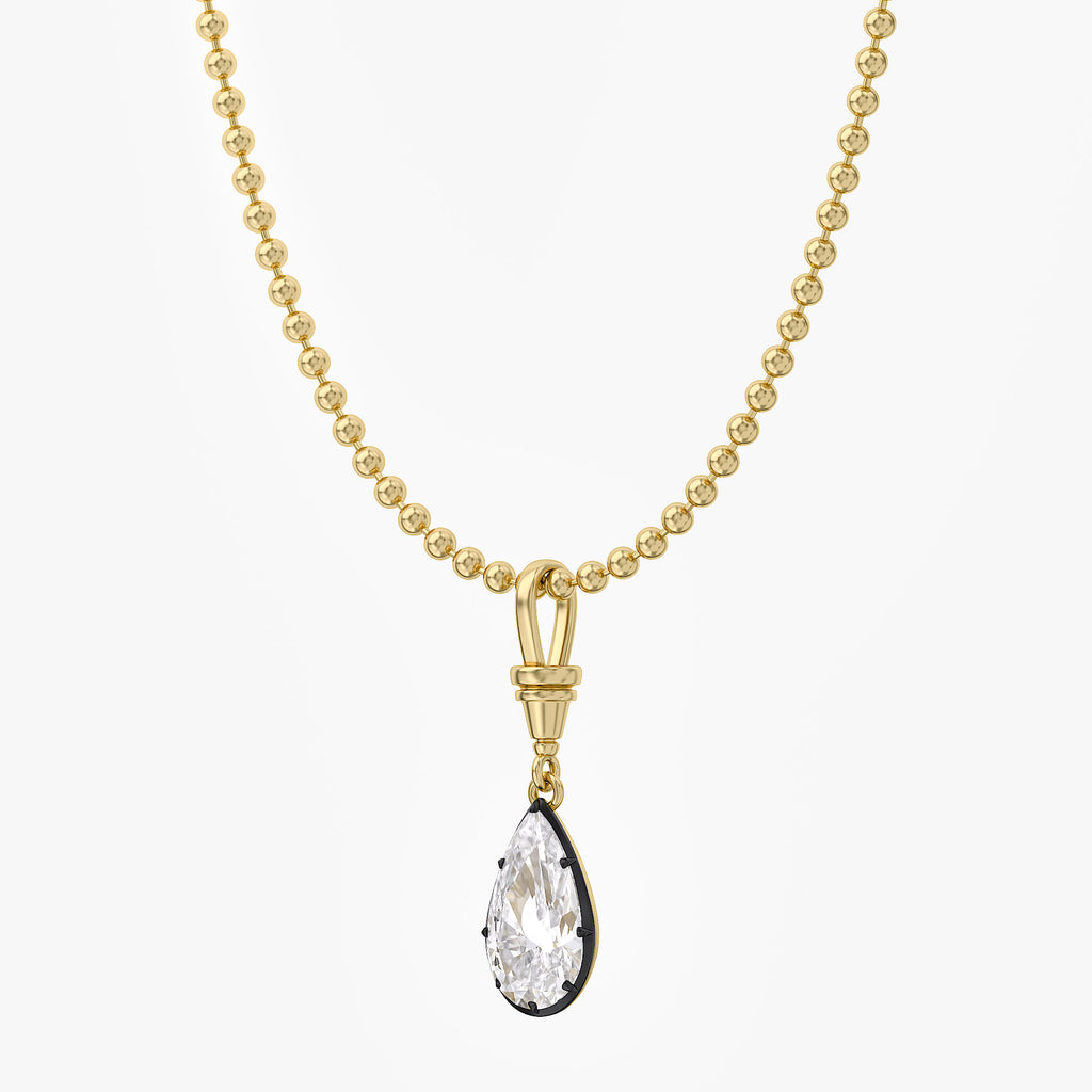 7.00 Carat Pear Shape Lab Grown Diamond Charm Pendant Necklace