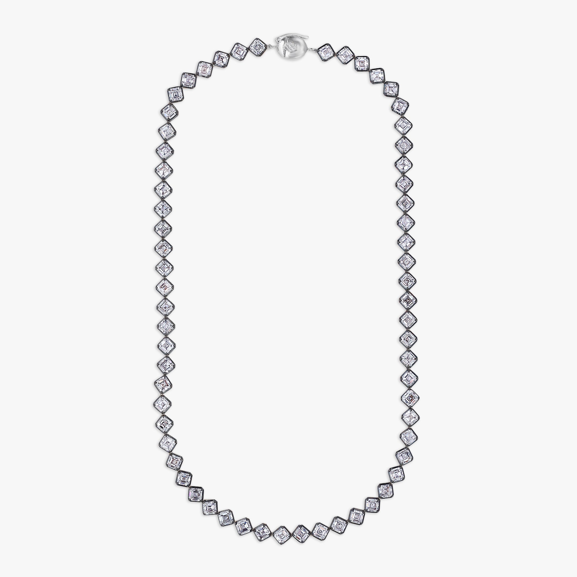 26.35 Carat Asscher Cut Lab Grown Diamond Tennis Necklace