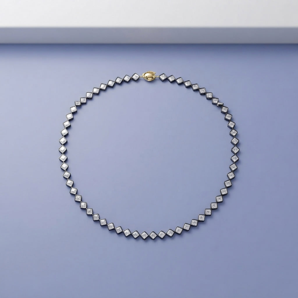 26.35 Carat Asscher Cut Lab Grown Diamond Tennis Necklace
