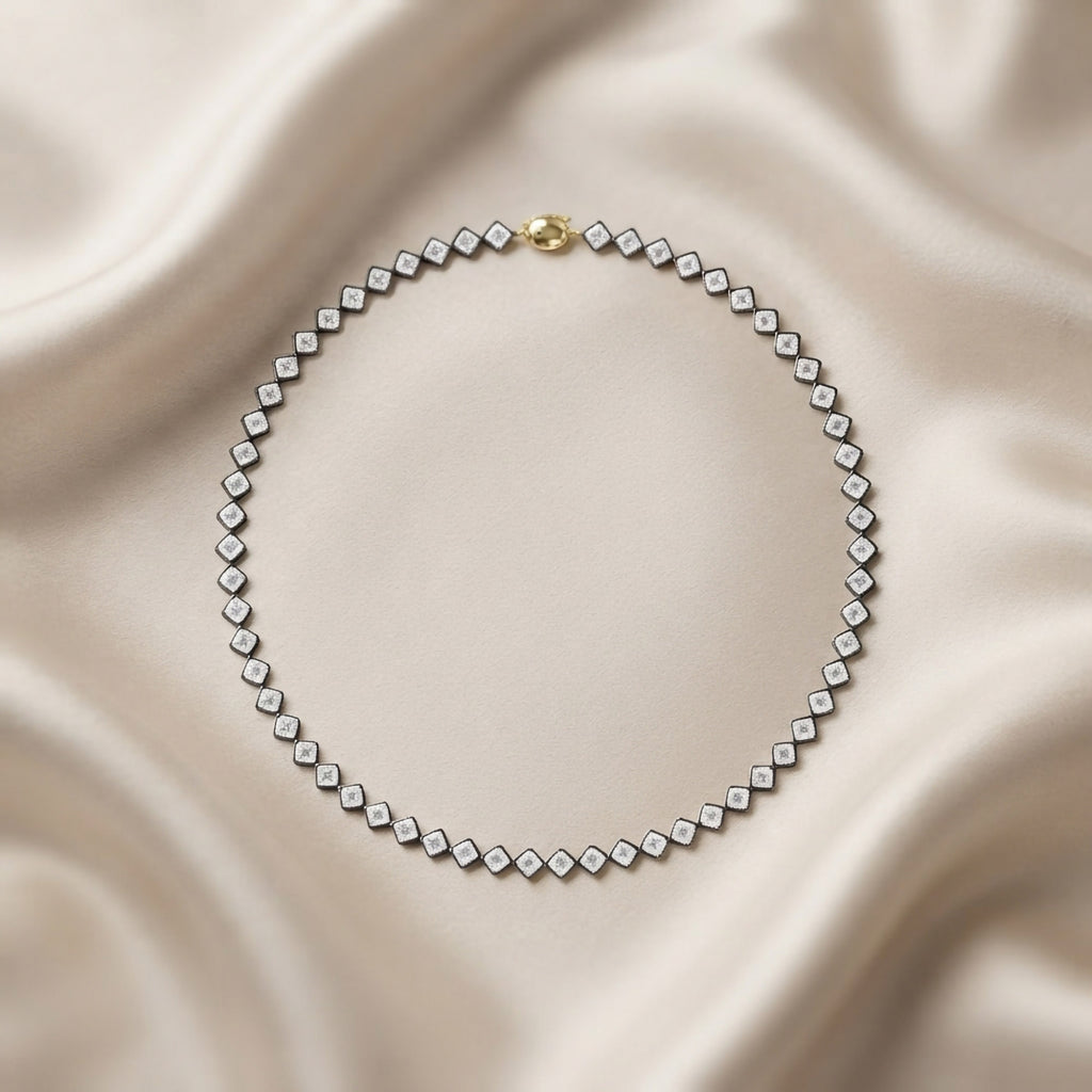 26.35 Carat Asscher Cut Lab Grown Diamond Tennis Necklace