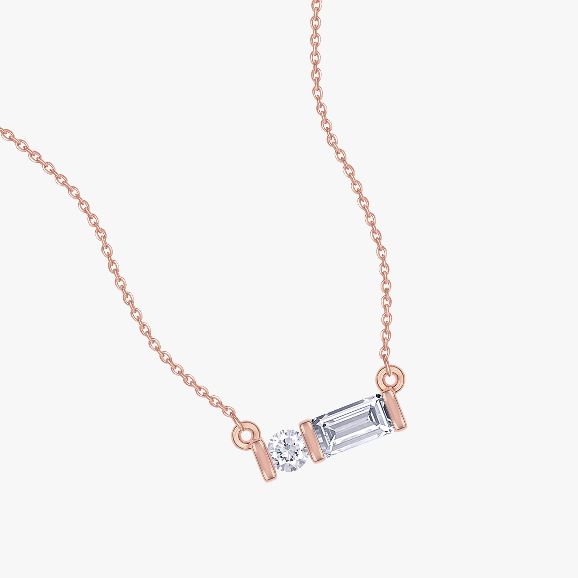 0.07 Carat Lab Grown Diamond Two Stone Morse Code Pendant Necklace Alphabet Letter "A"