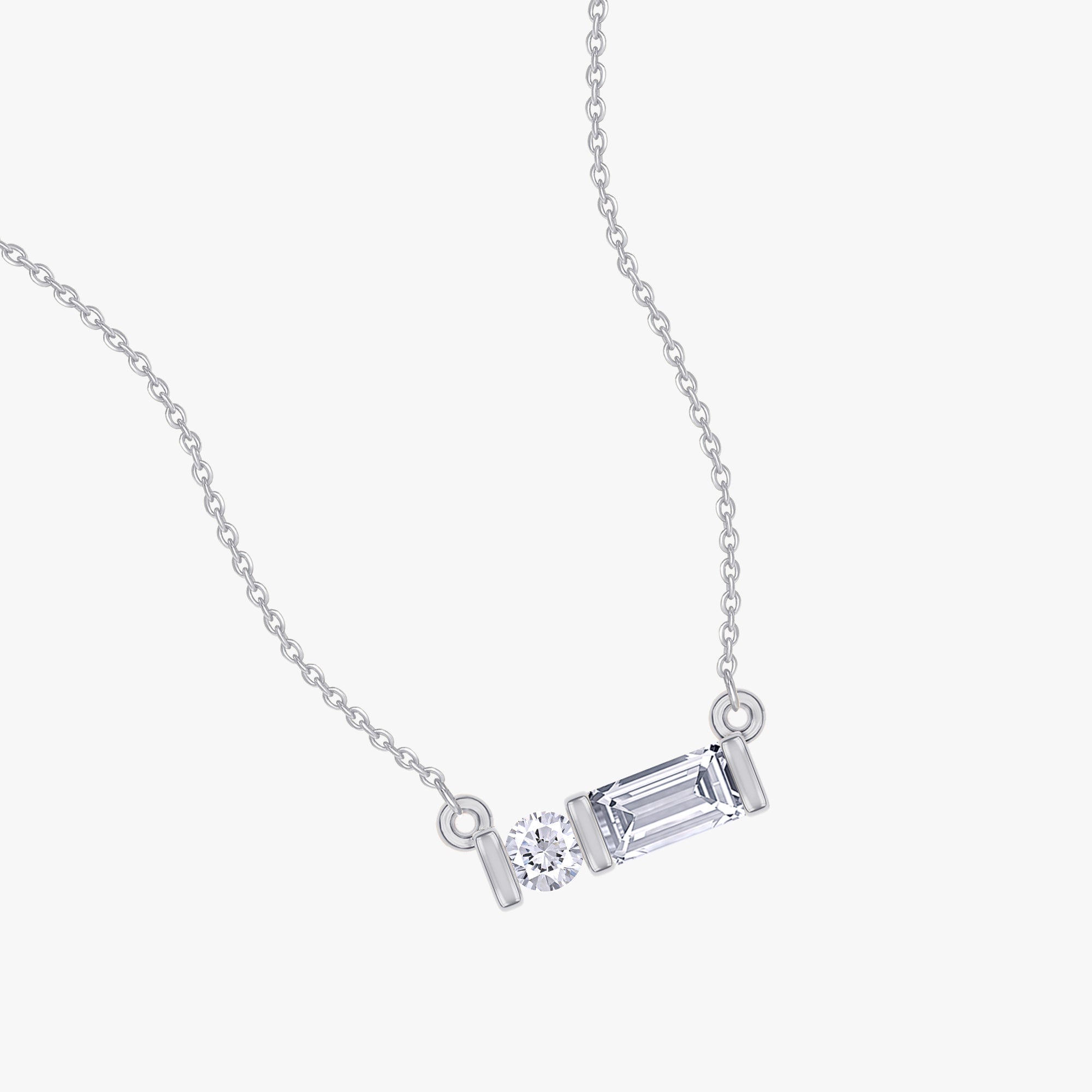 0.07 Carat Lab Grown Diamond Two Stone Morse Code Pendant Necklace Alphabet Letter "A"