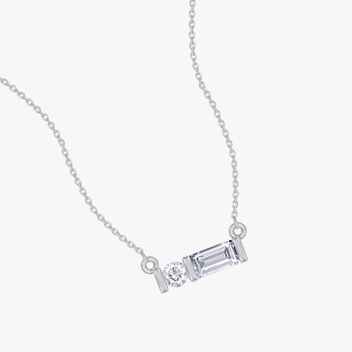 0.07 Carat Lab Grown Diamond Two Stone Morse Code Pendant Necklace Alphabet Letter "A"