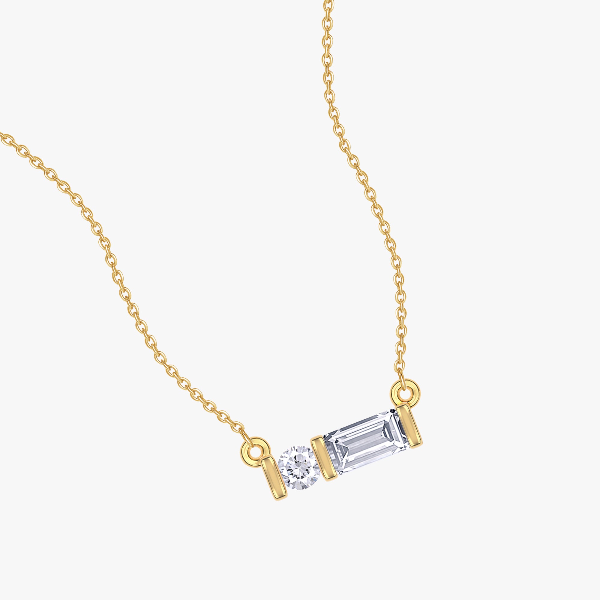 0.07 Carat Lab Grown Diamond Two Stone Morse Code Pendant Necklace Alphabet Letter "A"