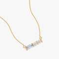 0.12 Carat Lab Grown Diamond Three Stone Horizontal Morse Code Pendant Necklace Jewelry Alphabet Letter "D"